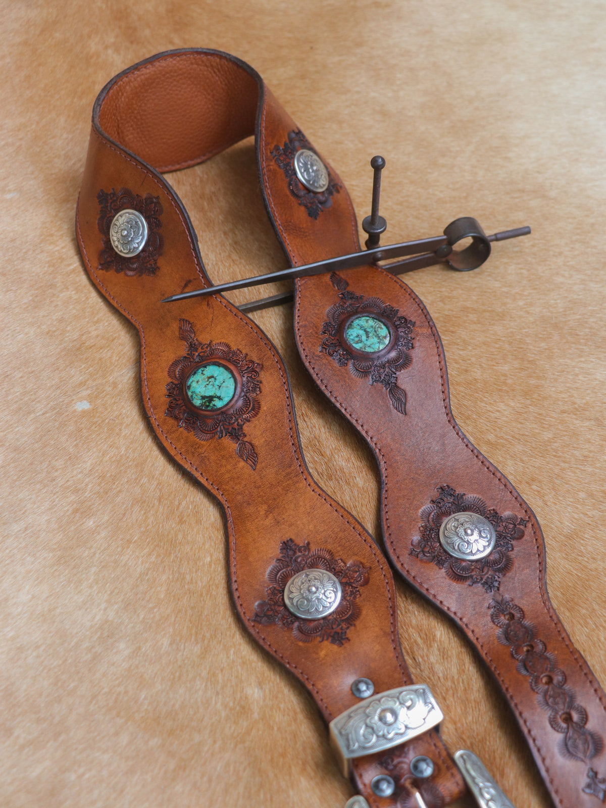 Diablo Concho Cowgirl Belt with Turquoise