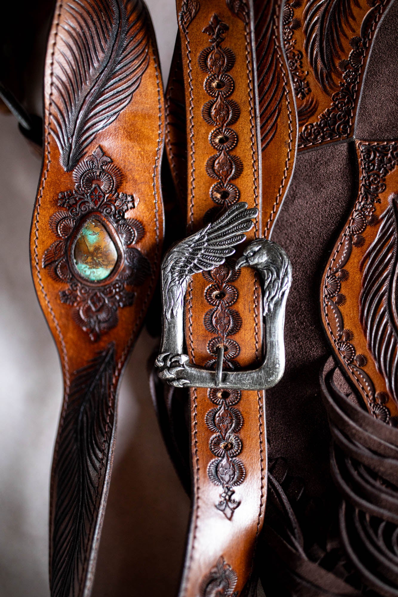 Apache Tasseled Bag with High Grade Turquoise