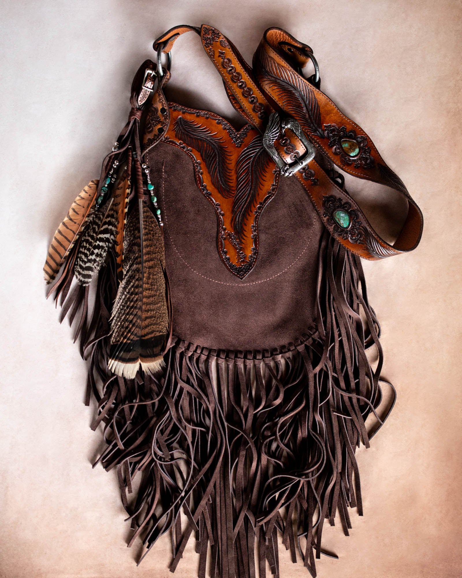 Apache Tasseled Bag with High Grade Turquoise
