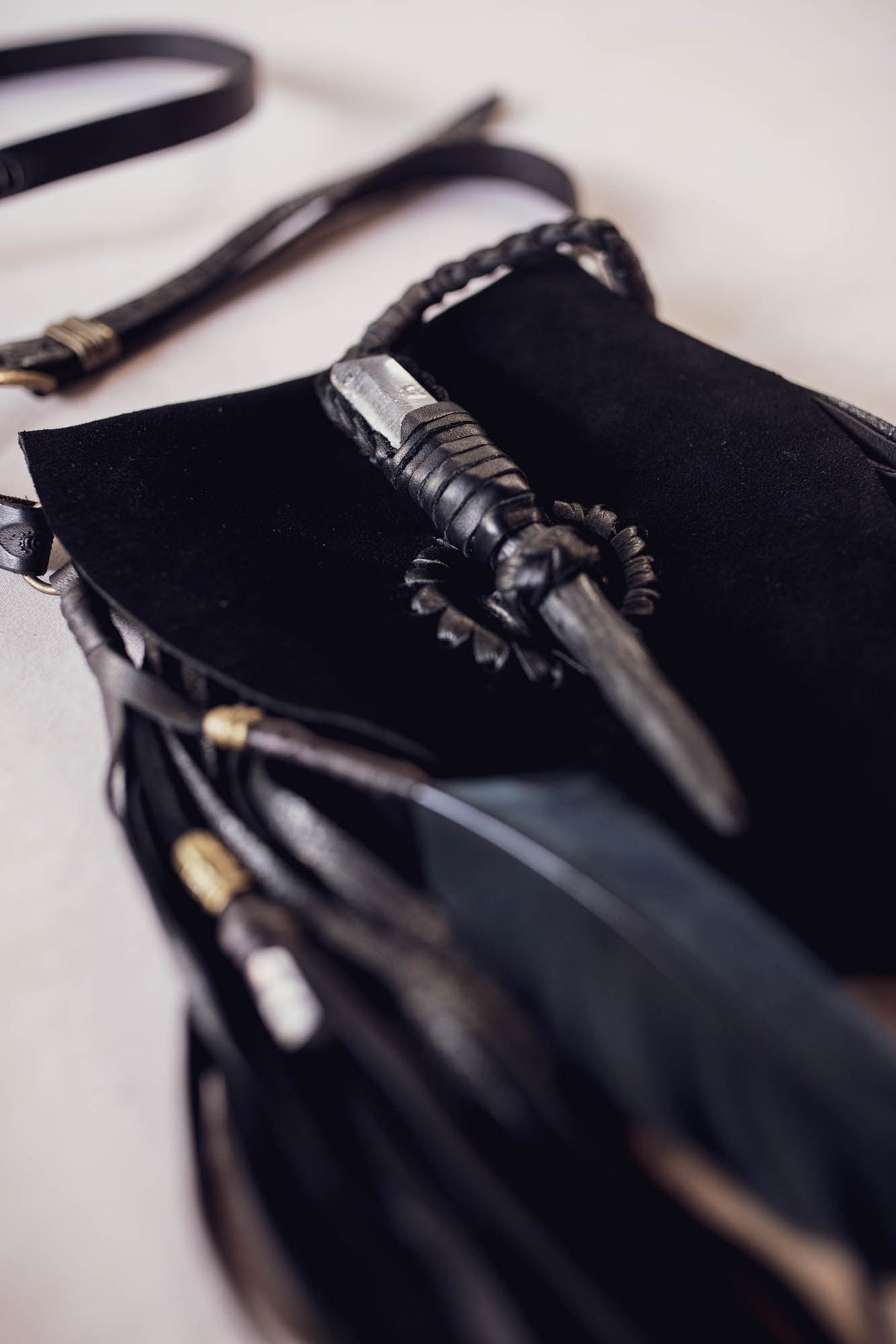 Nomad Phone Pouch with Stag Horn & Smoky Quartz Wand