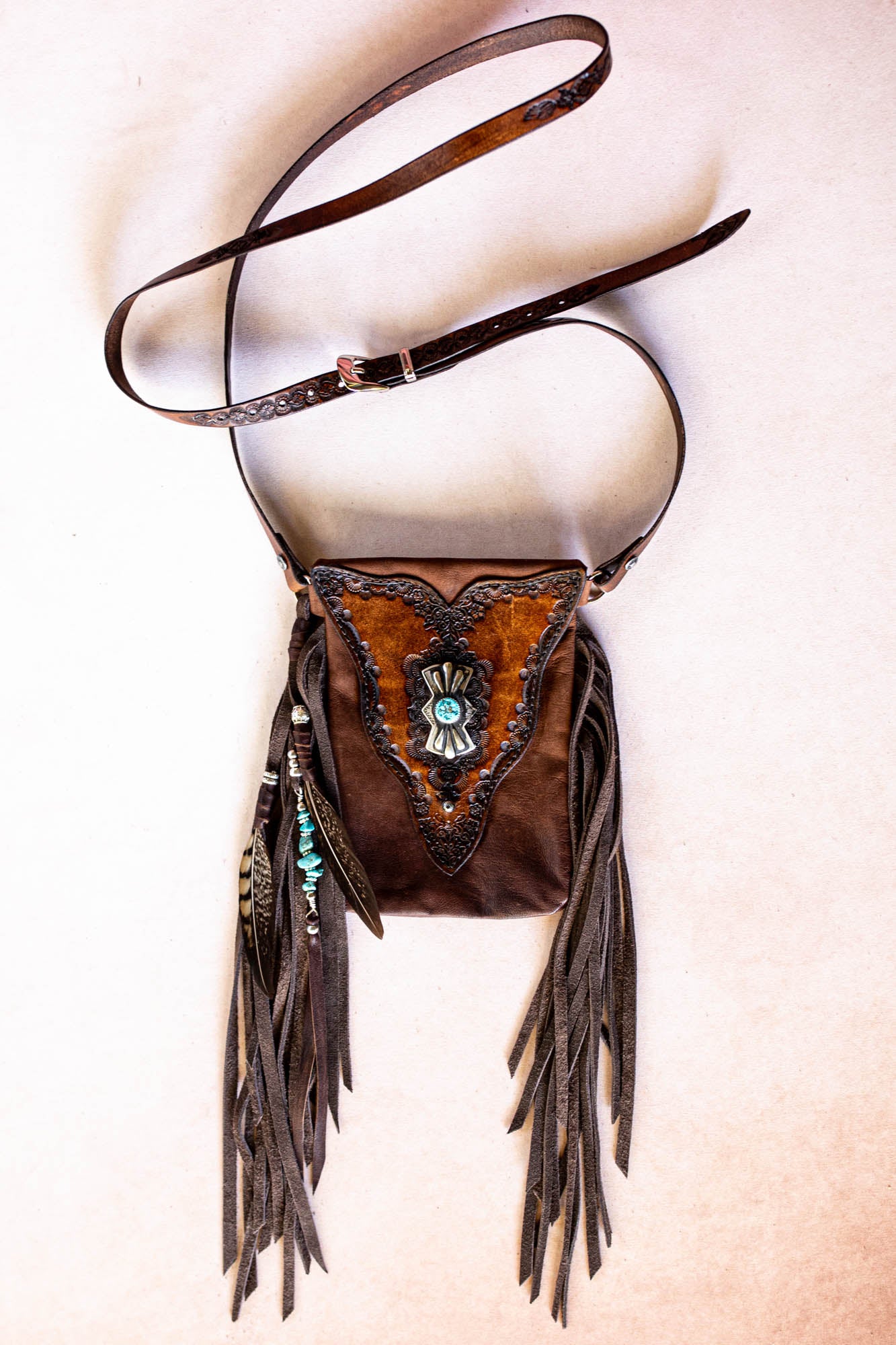 Gypsy Wanderer Phone Pouch with Navajo Concho