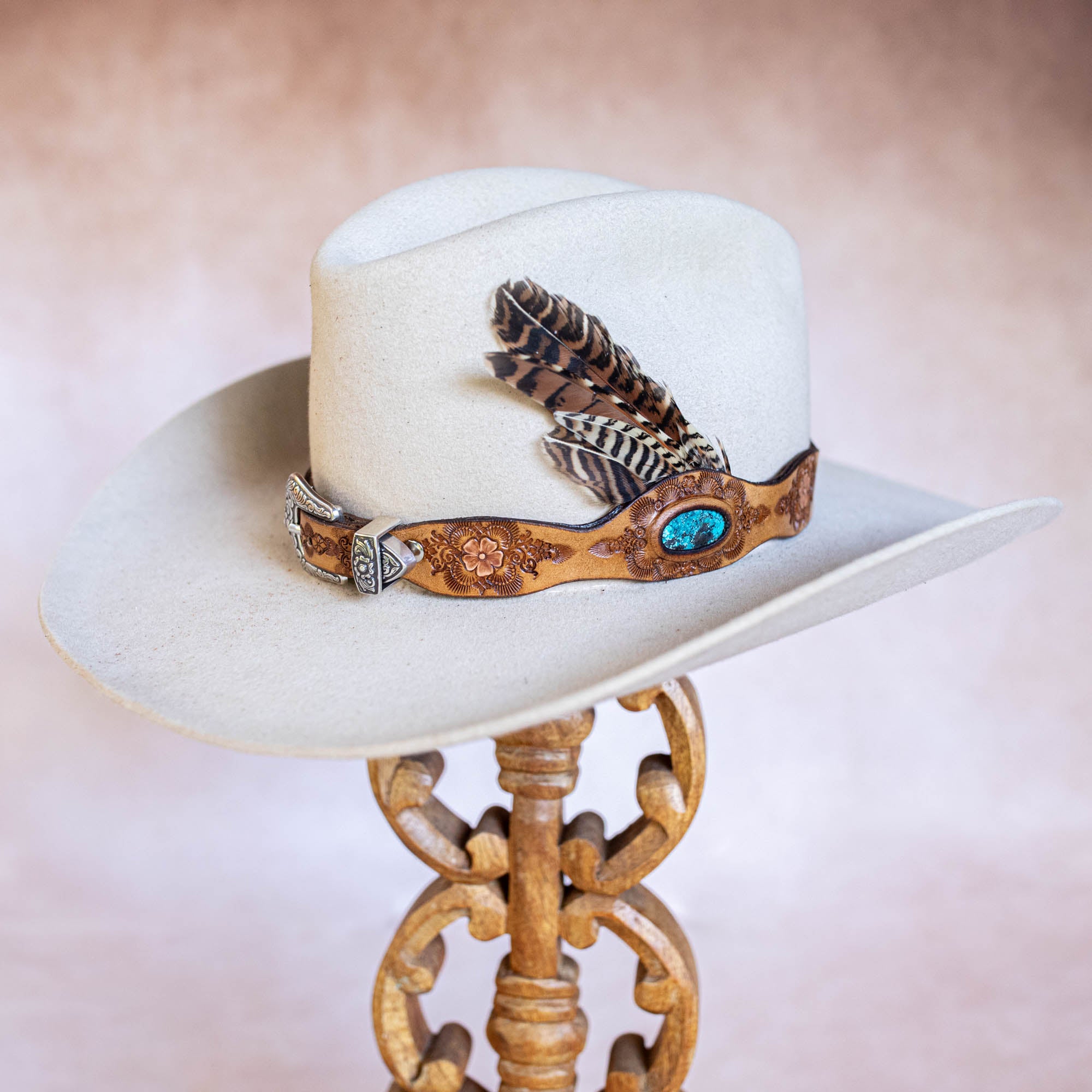 Desert Bloom Hat Band with Turquoise