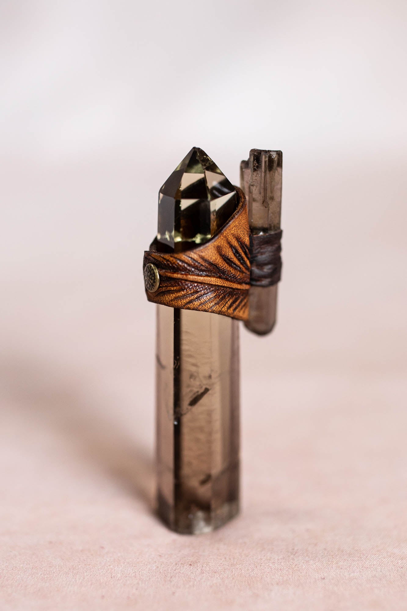 Feather Druid Ring with Smokey Quartz