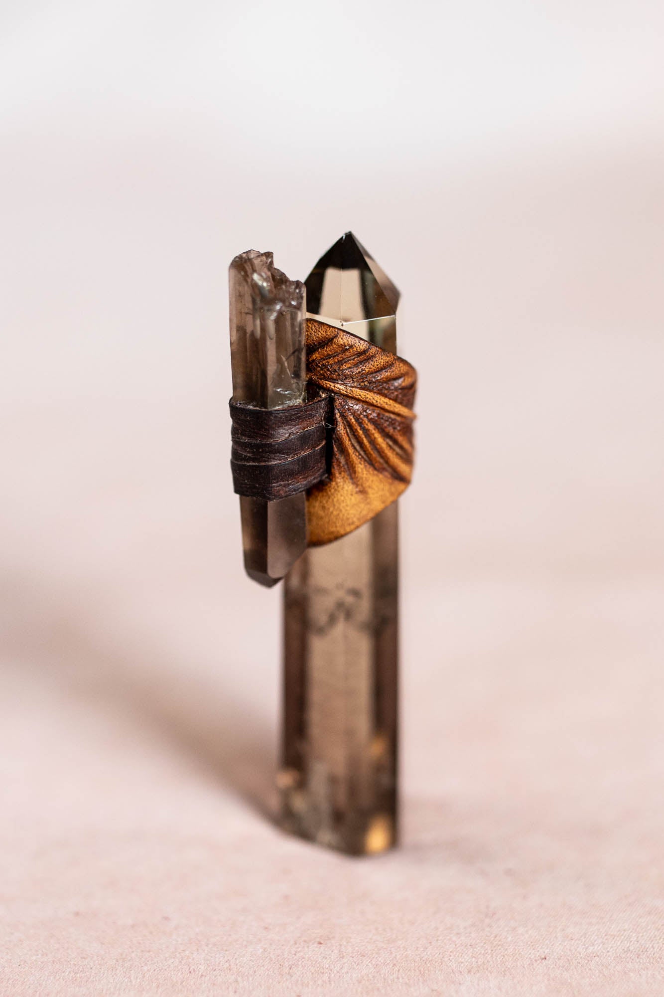 Feather Druid Ring with Smokey Quartz