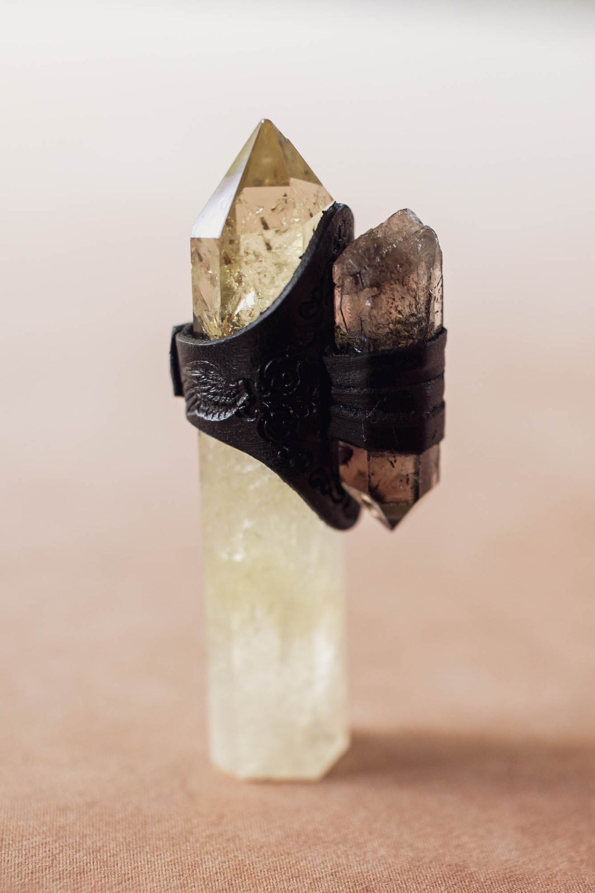 Black Magic Druid Ring with Smoky Quartz