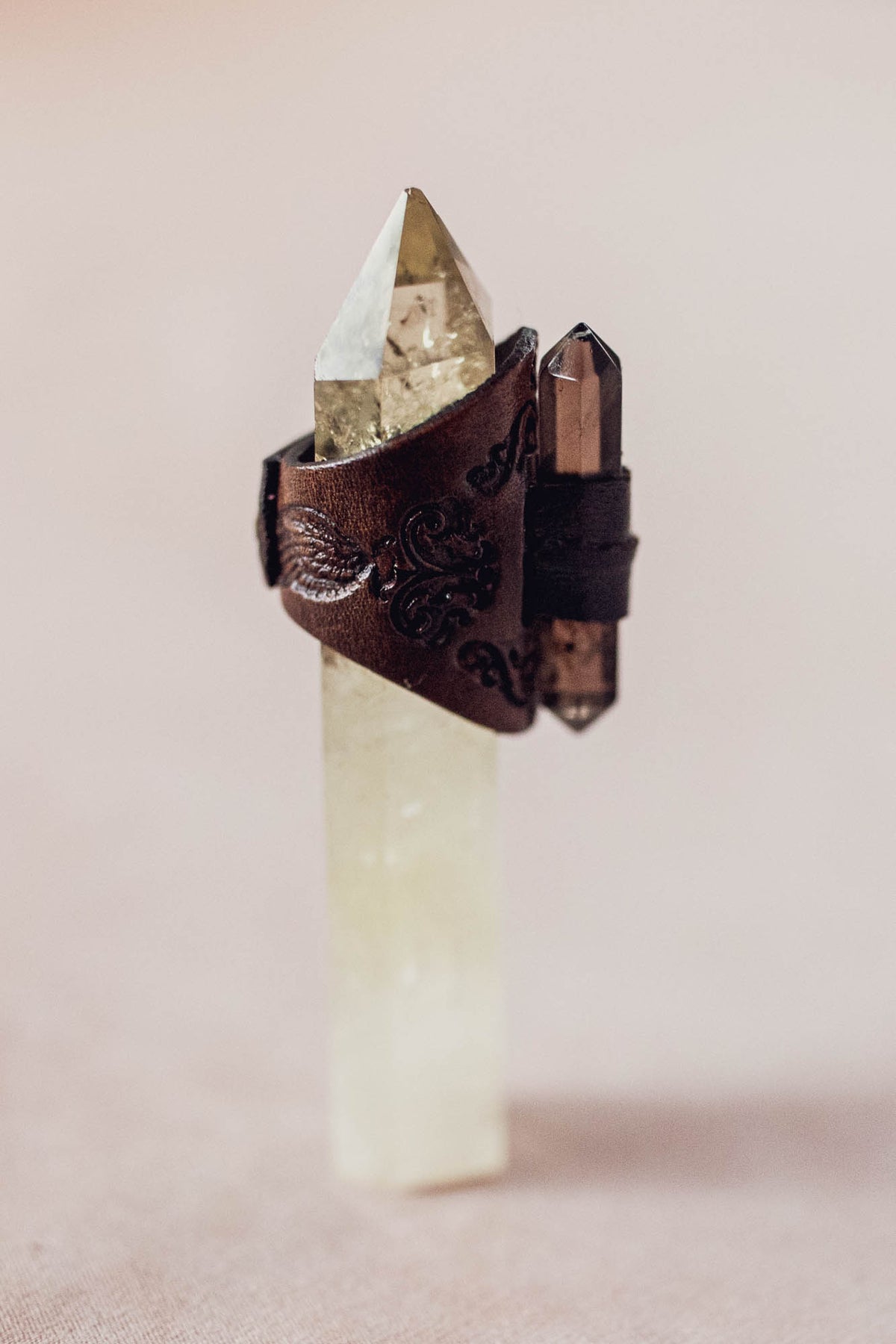 Druid Ring with Smoky Quartz Crystal