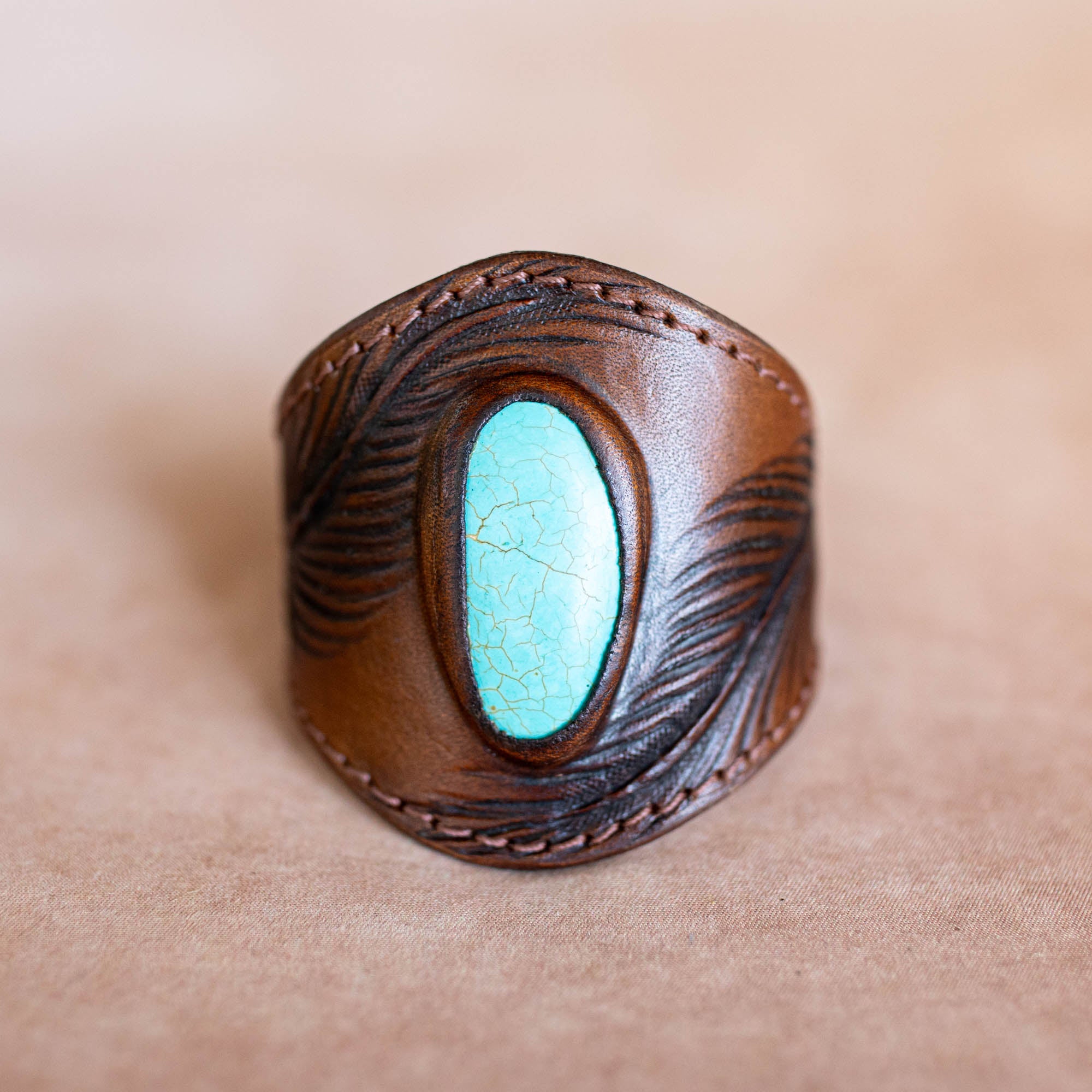Eagle Feather Cuff with Turquoise