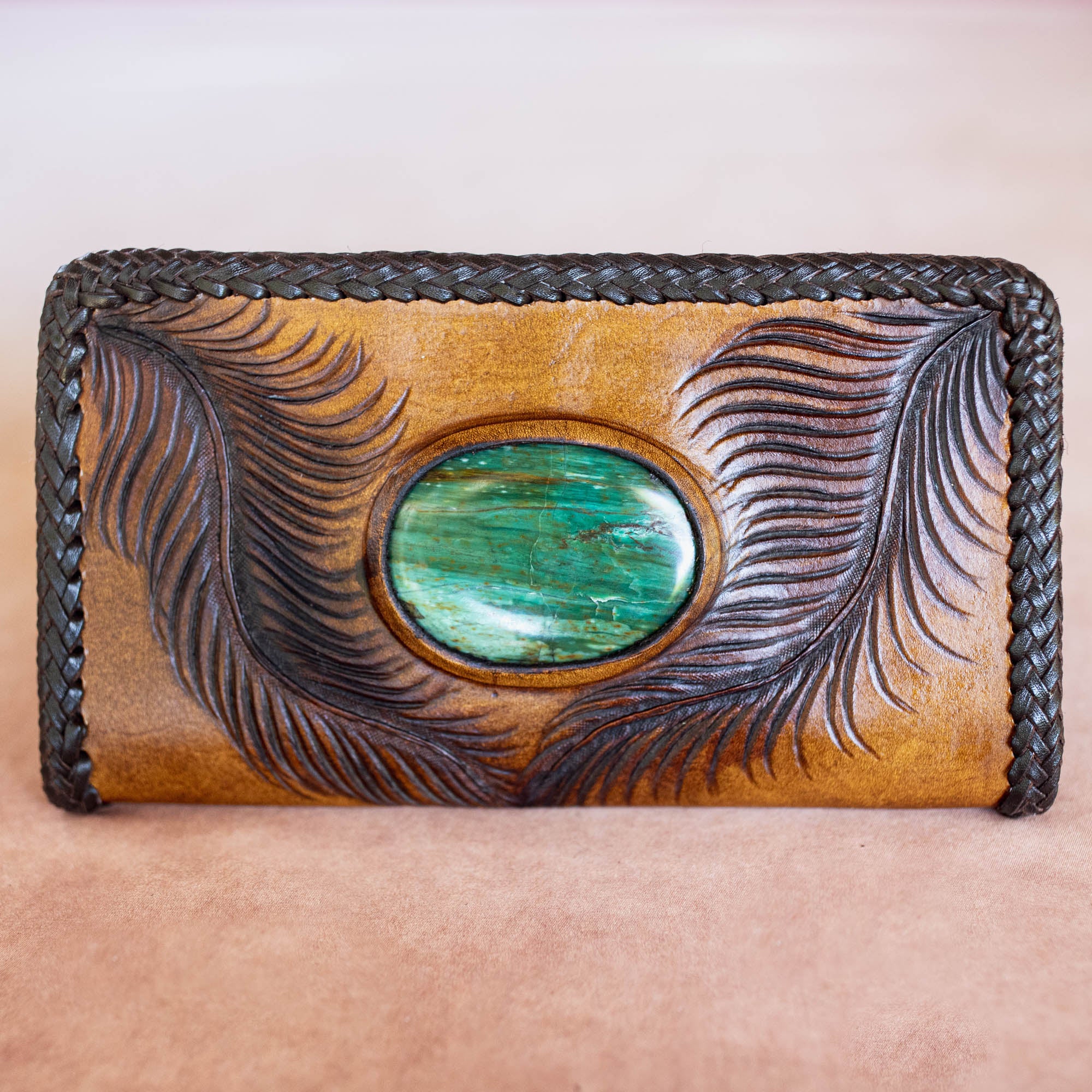Large Eagle Feather Wallet with Dragon Stone