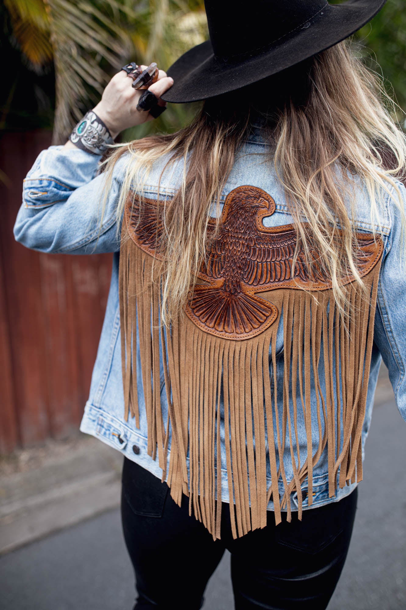 Blue Denim Easy Rider Tasseled Eagle Jacket