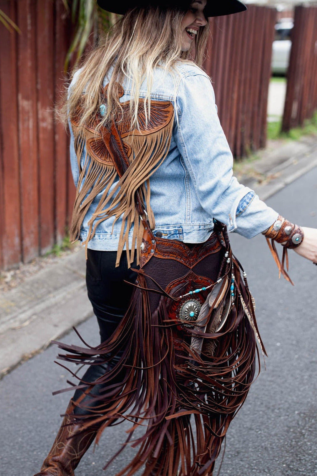 Apache Tasselled Bag with Navajo Concho