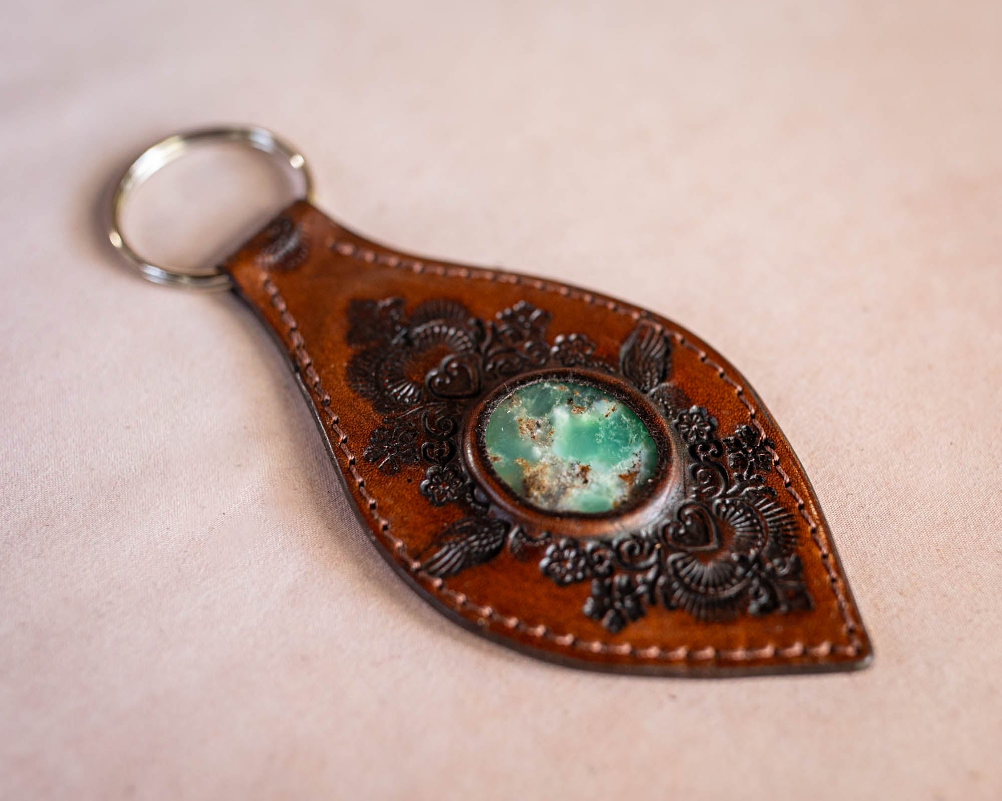 Mandala Key Ring with Chrysoprase