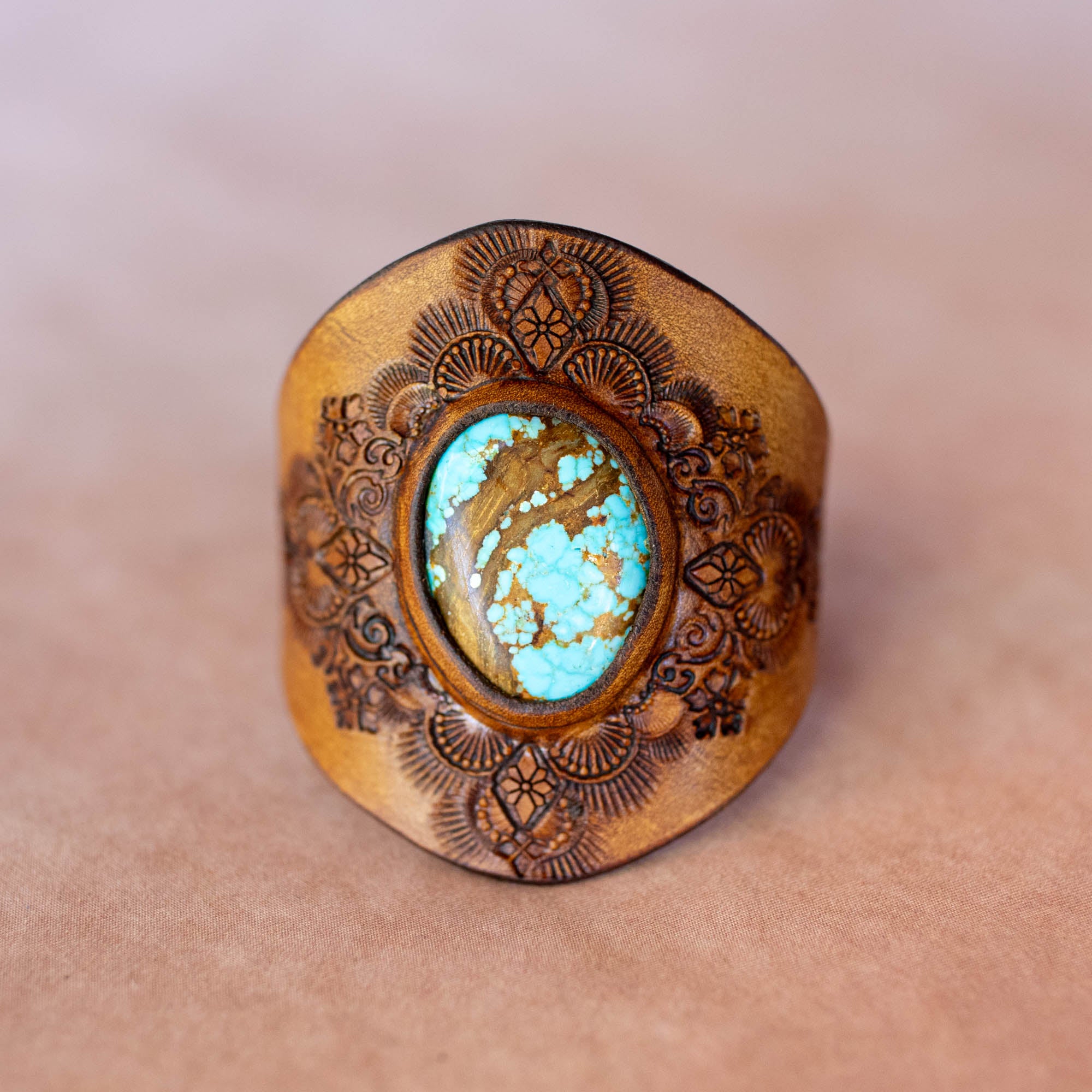 Mandala Cuff with Number 8 Turquoise