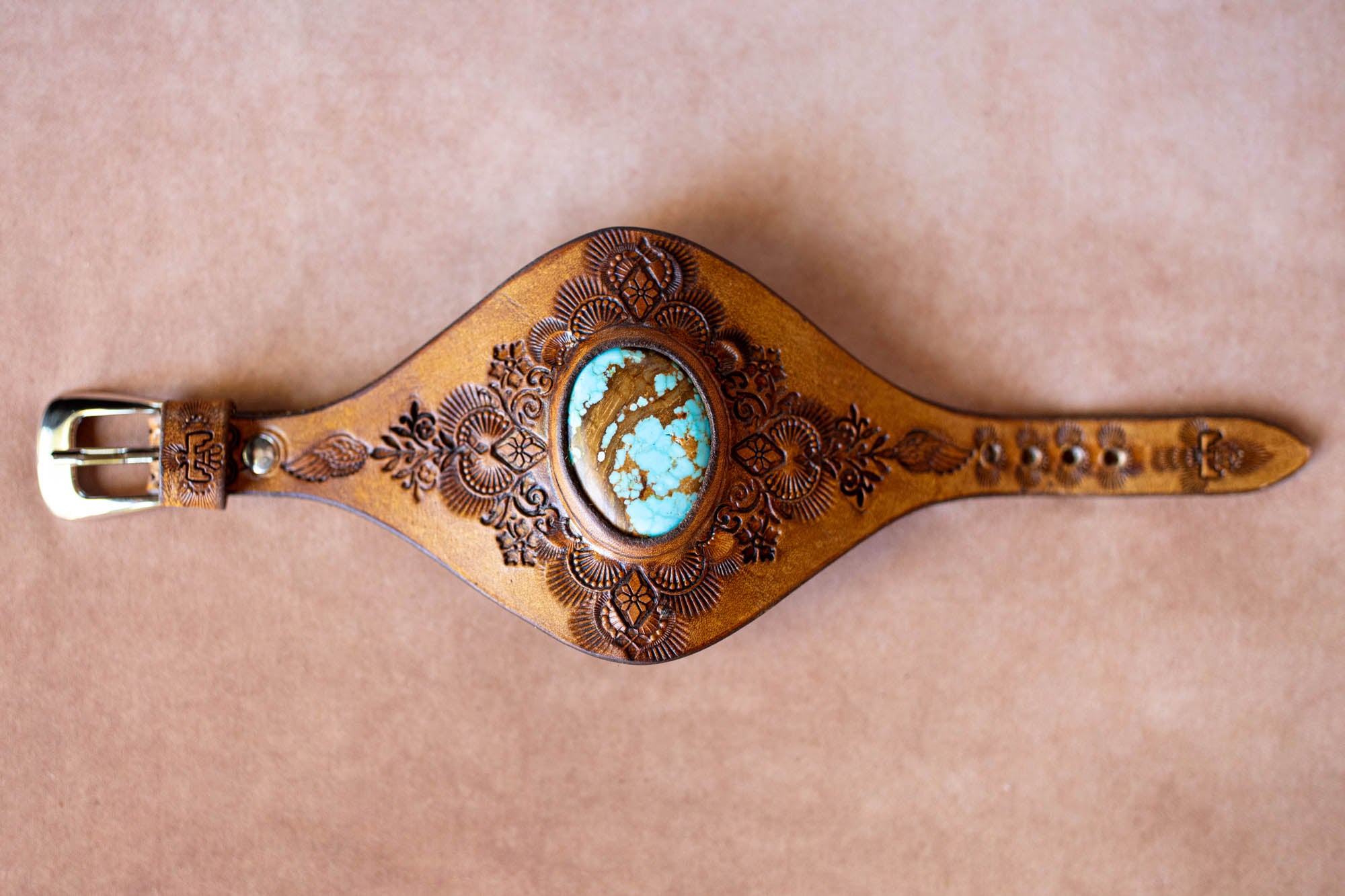 Mandala Cuff with Number 8 Turquoise
