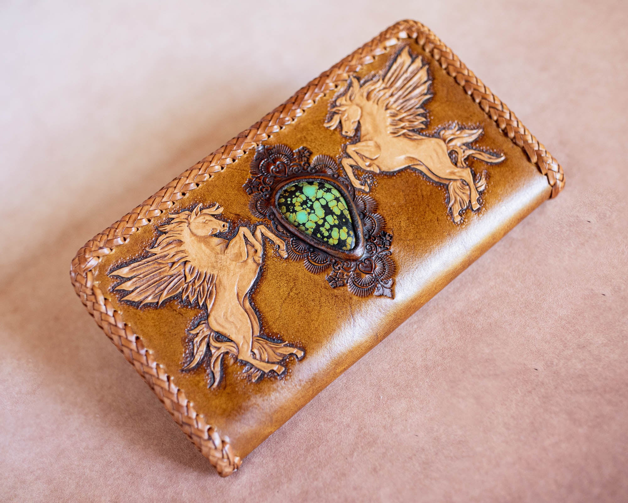 Large Pegasus Wallet with High Grade Turquoise