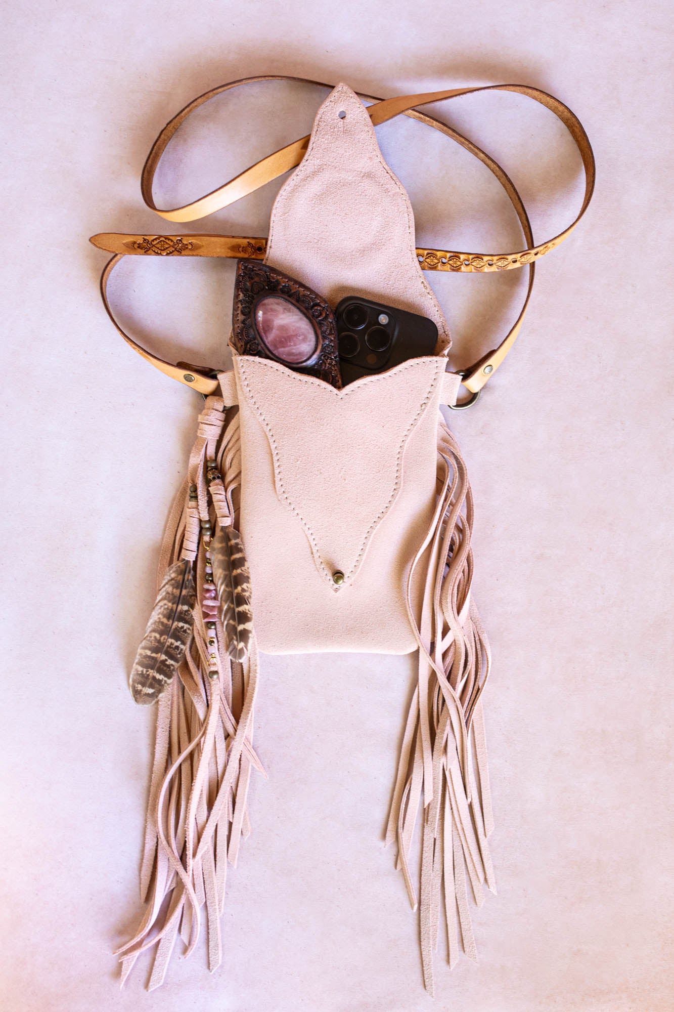 Gypsy Wanderer Phone Pouch with Rose Quartz