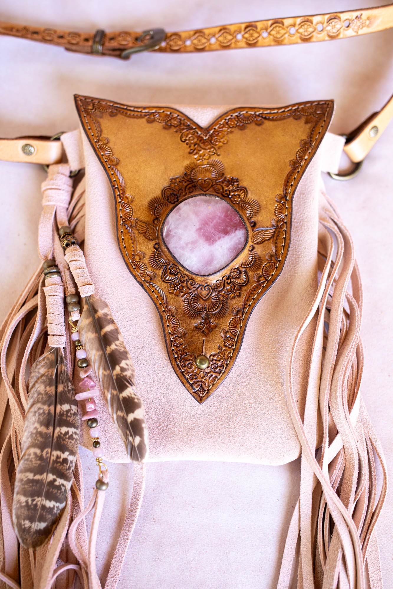 Gypsy Wanderer Phone Pouch with Rose Quartz