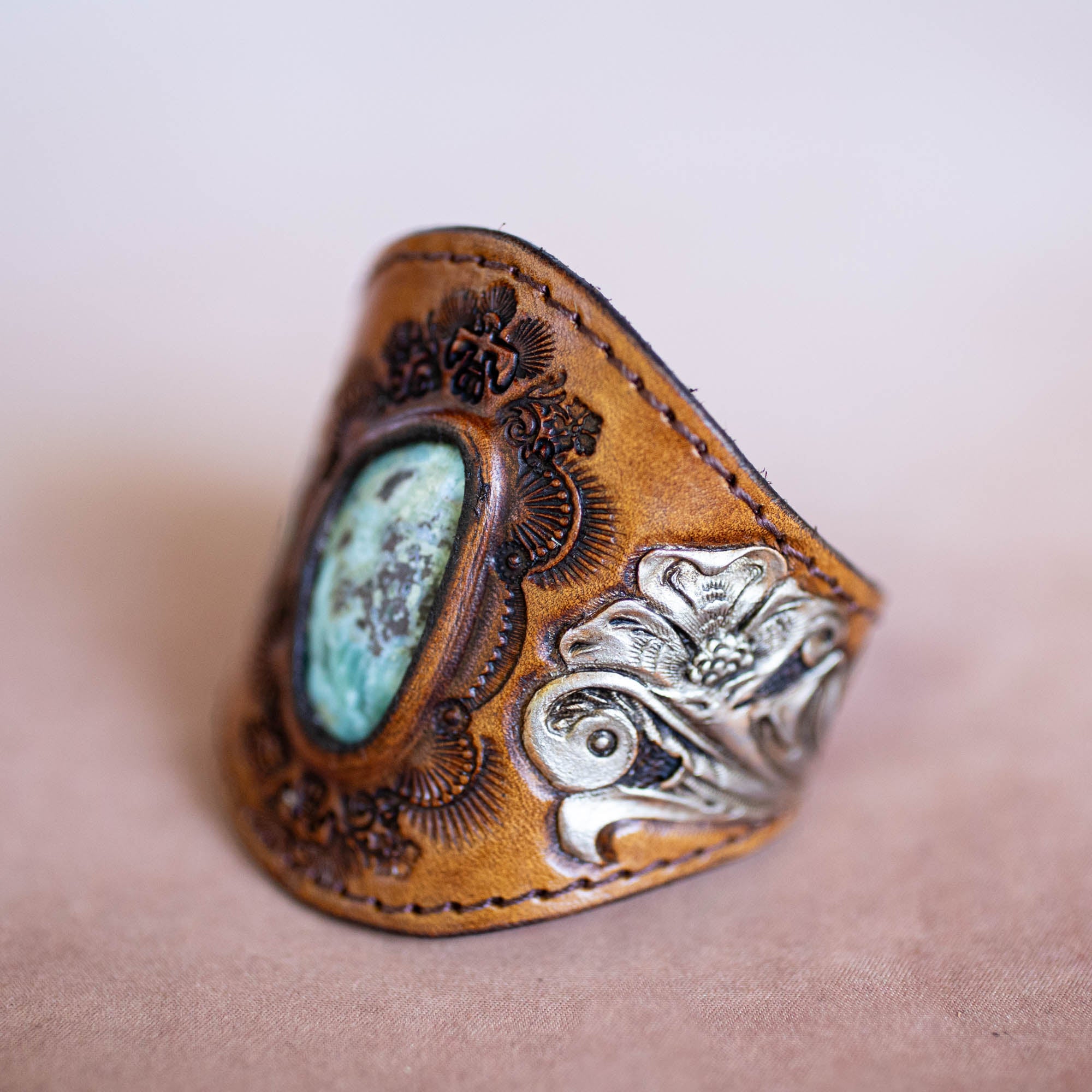 Western Floral Cuff with Larimar