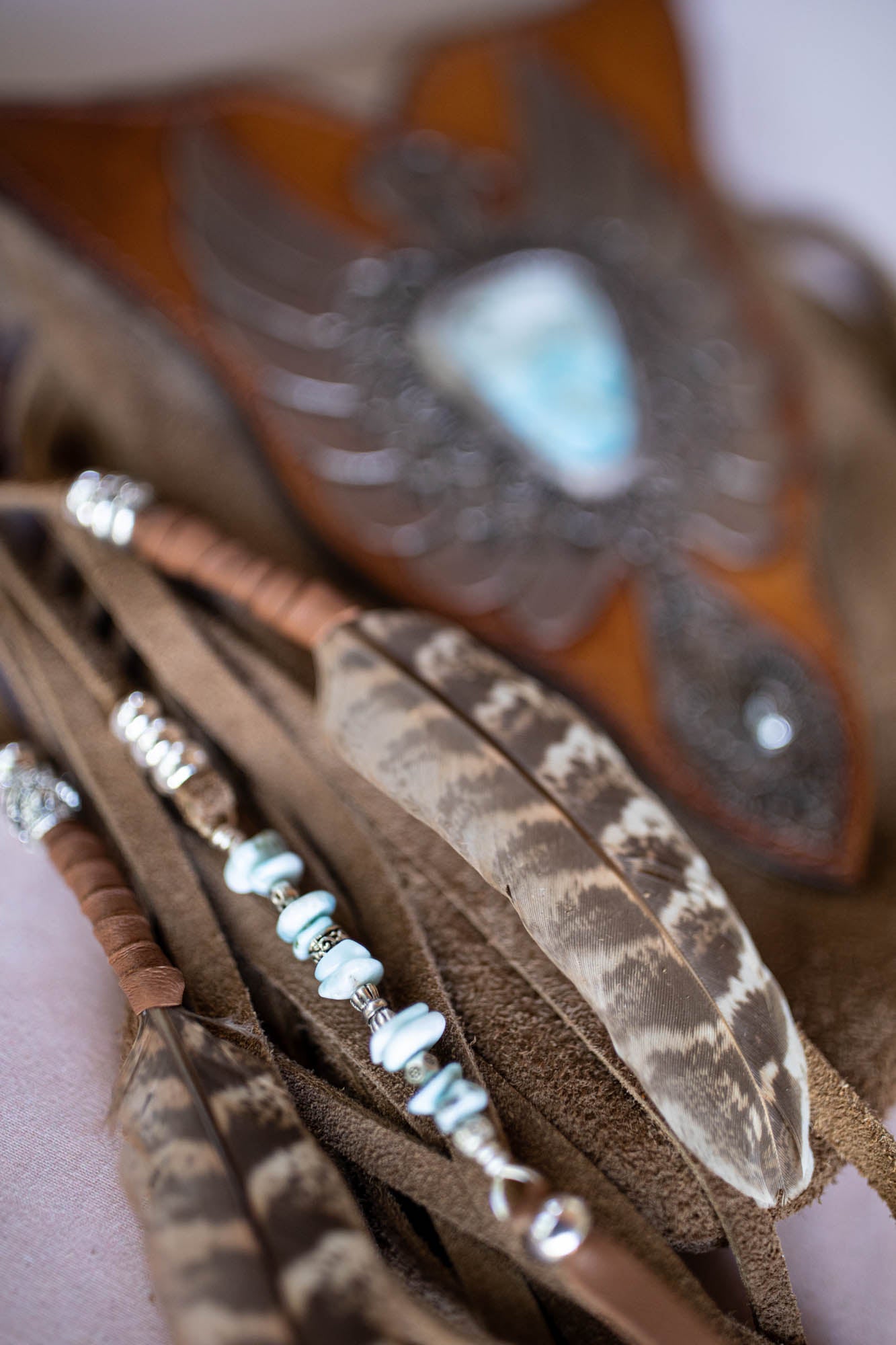 Thunderbird Gypsy Wanderer Phone Pouch with Larimar