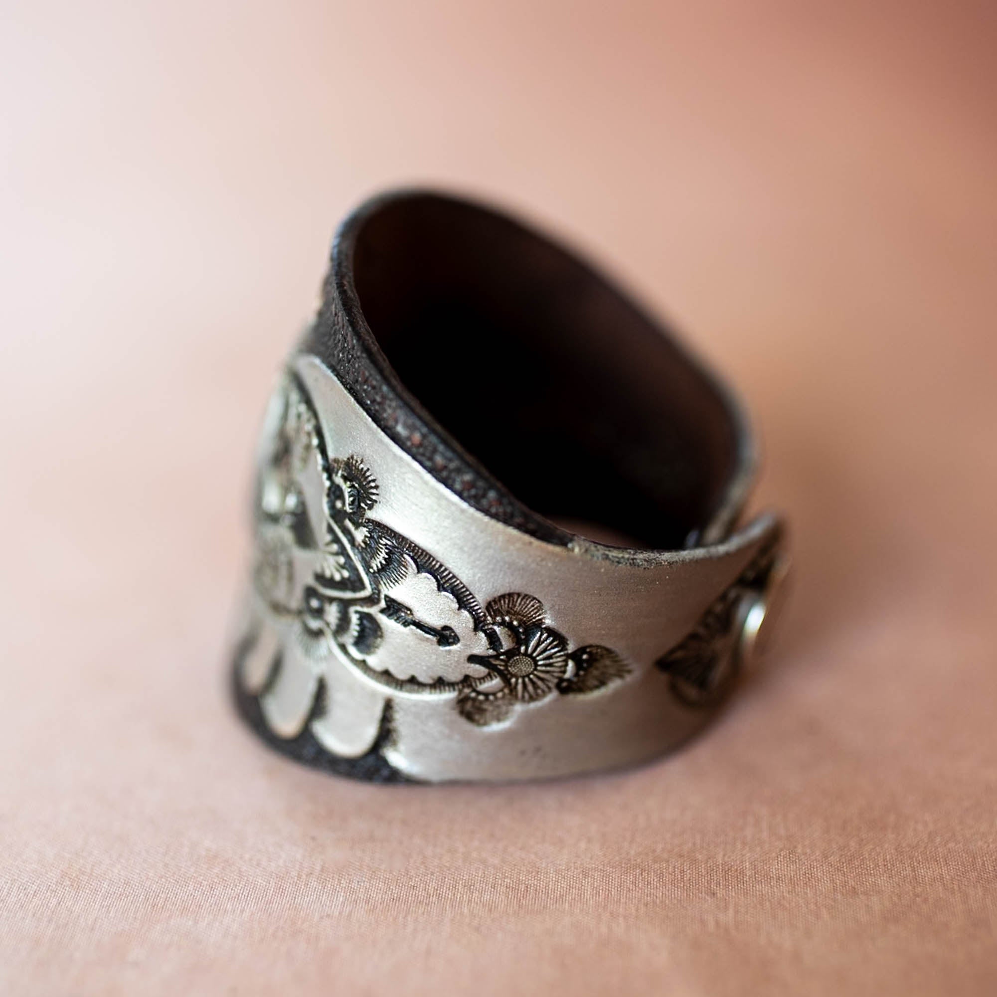 Hand Painted Thunderbird Cuff with Turquoise