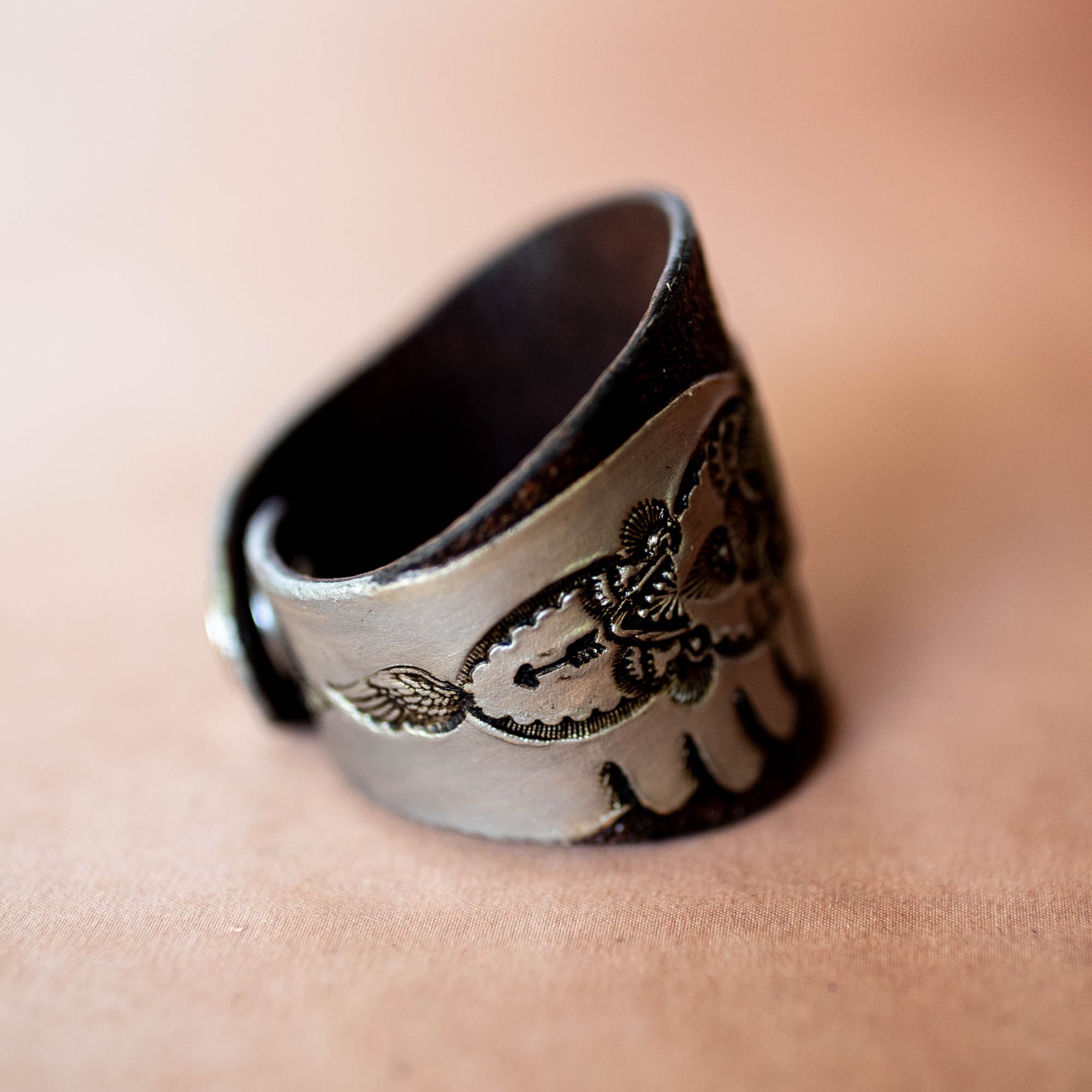 Hand Painted Thunderbird Cuff with Turquoise