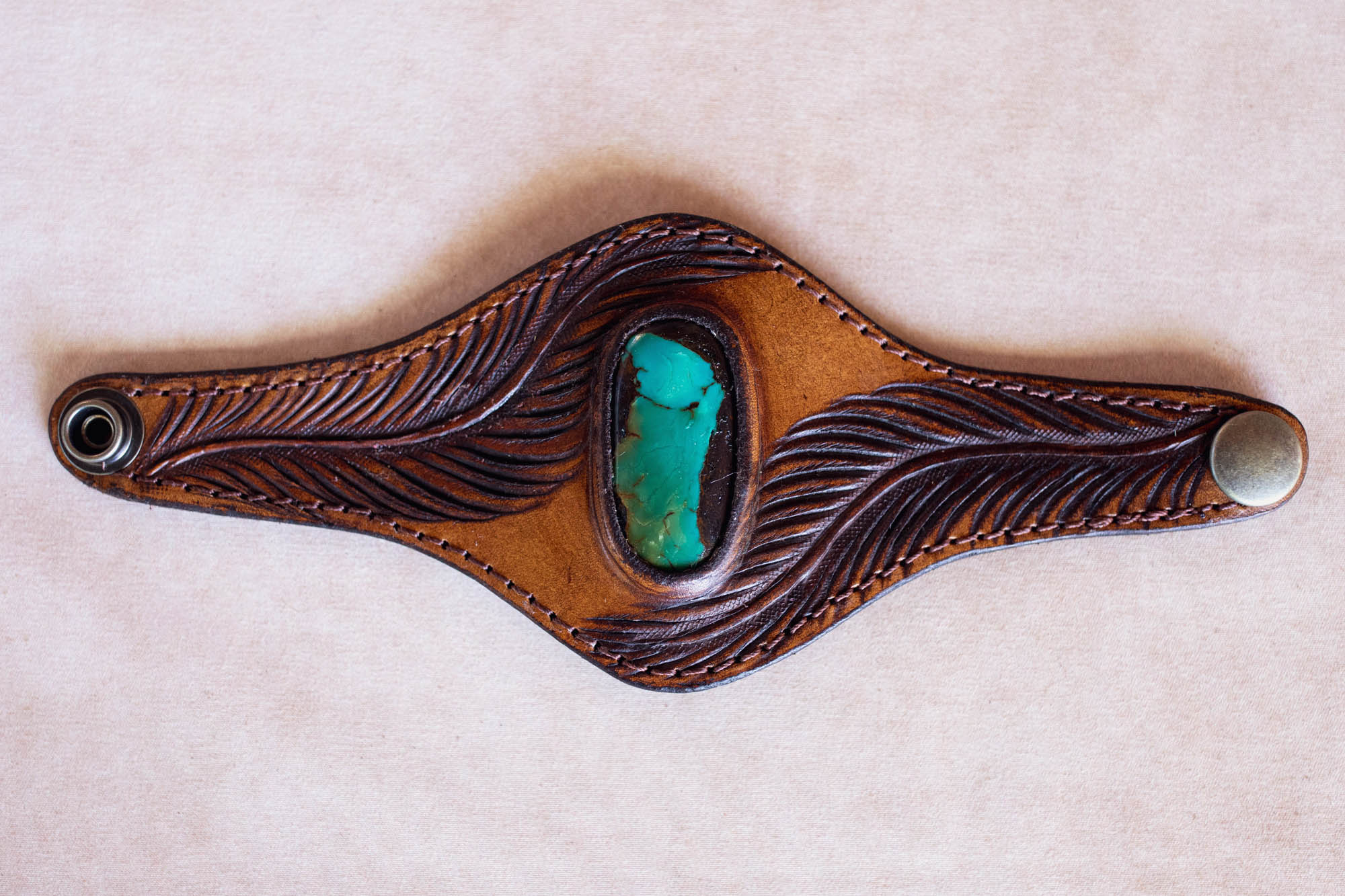 Eagle Feather Cuff with Turquoise