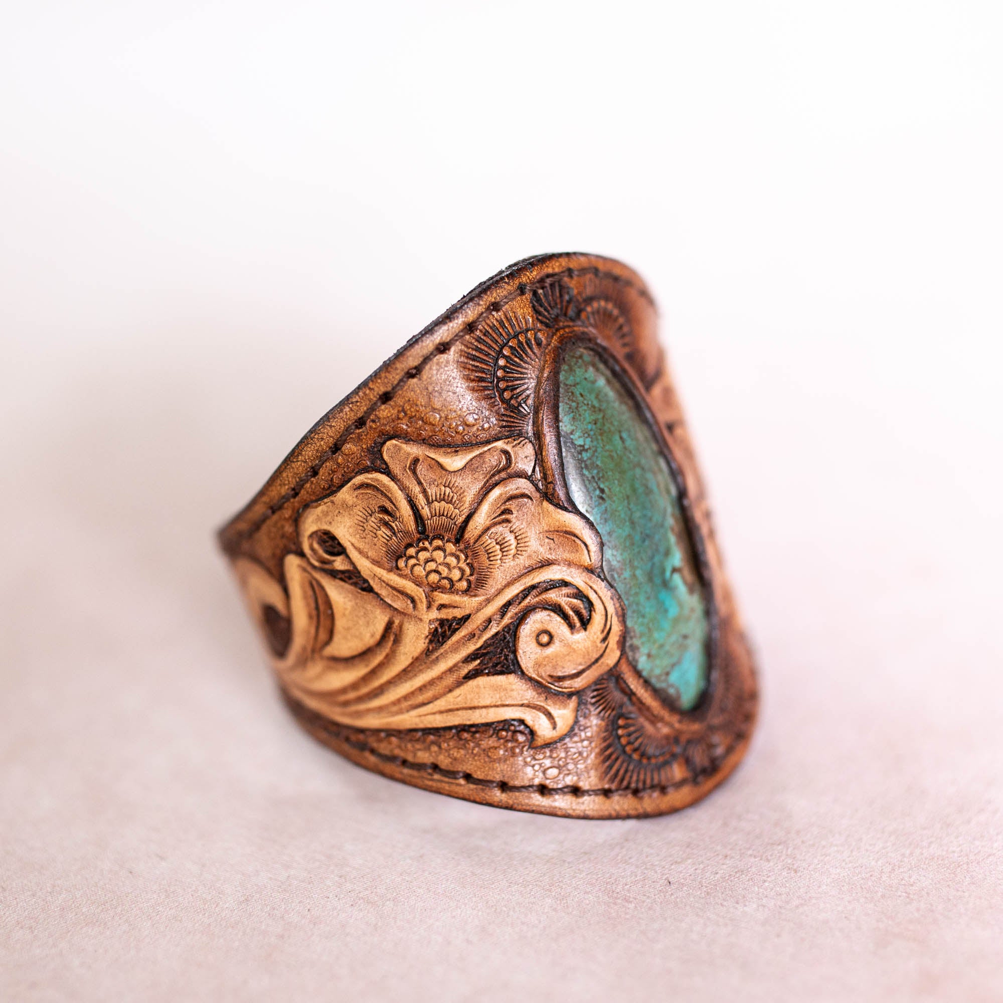 Western Floral Cuff with Turquoise
