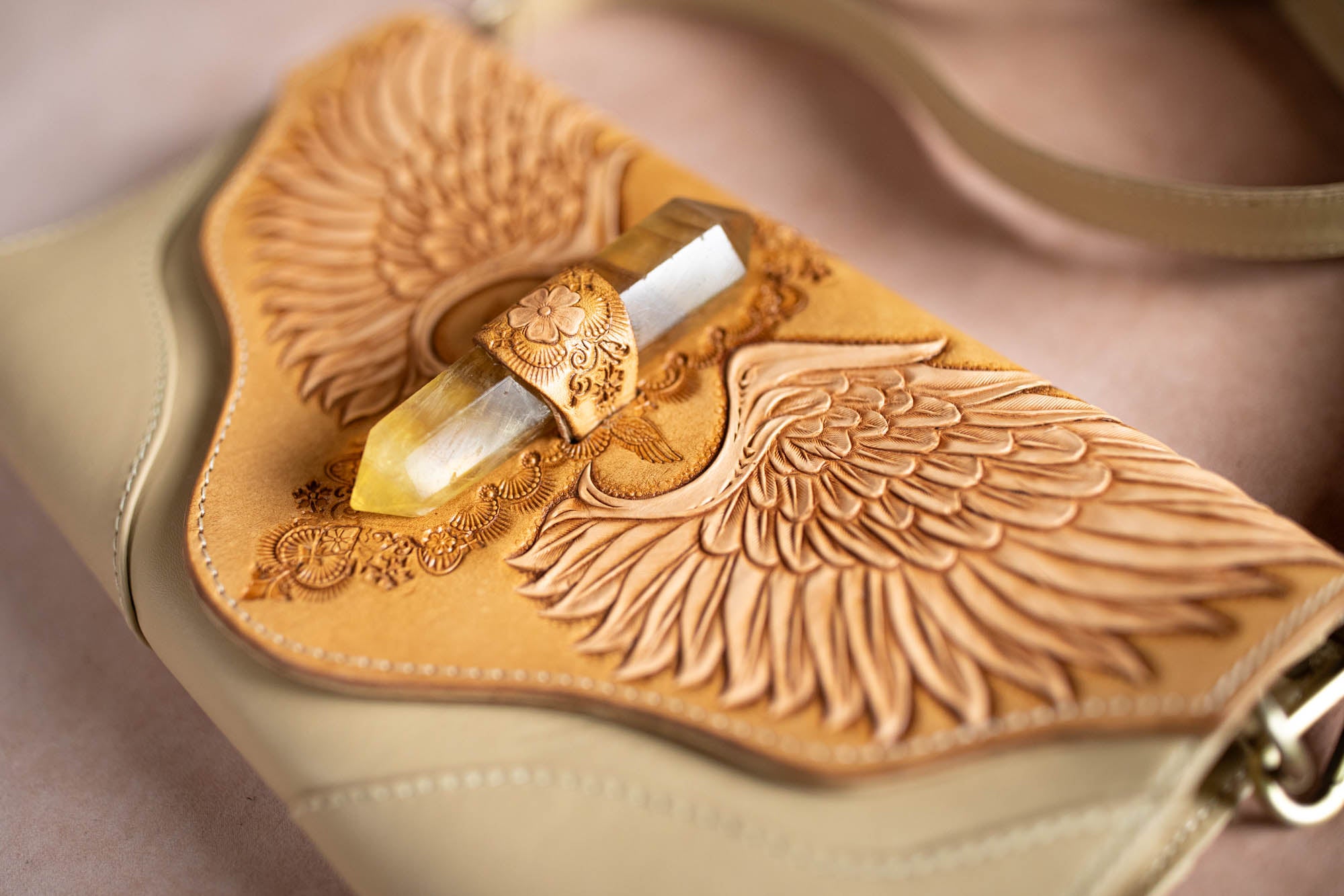 Guardian Wings Clutch with Golden Fluorite