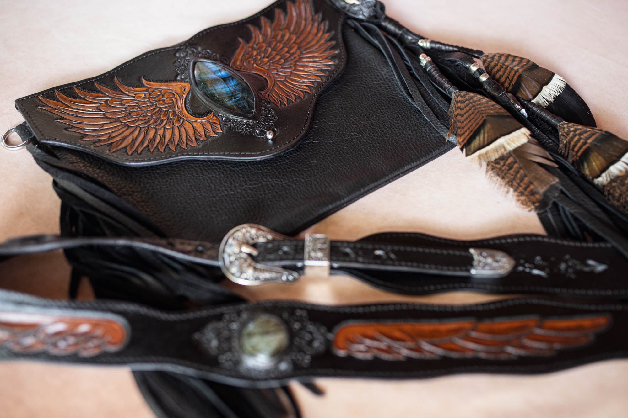 Guardian Wings Gypsy Wanderer Bag with Labradorite