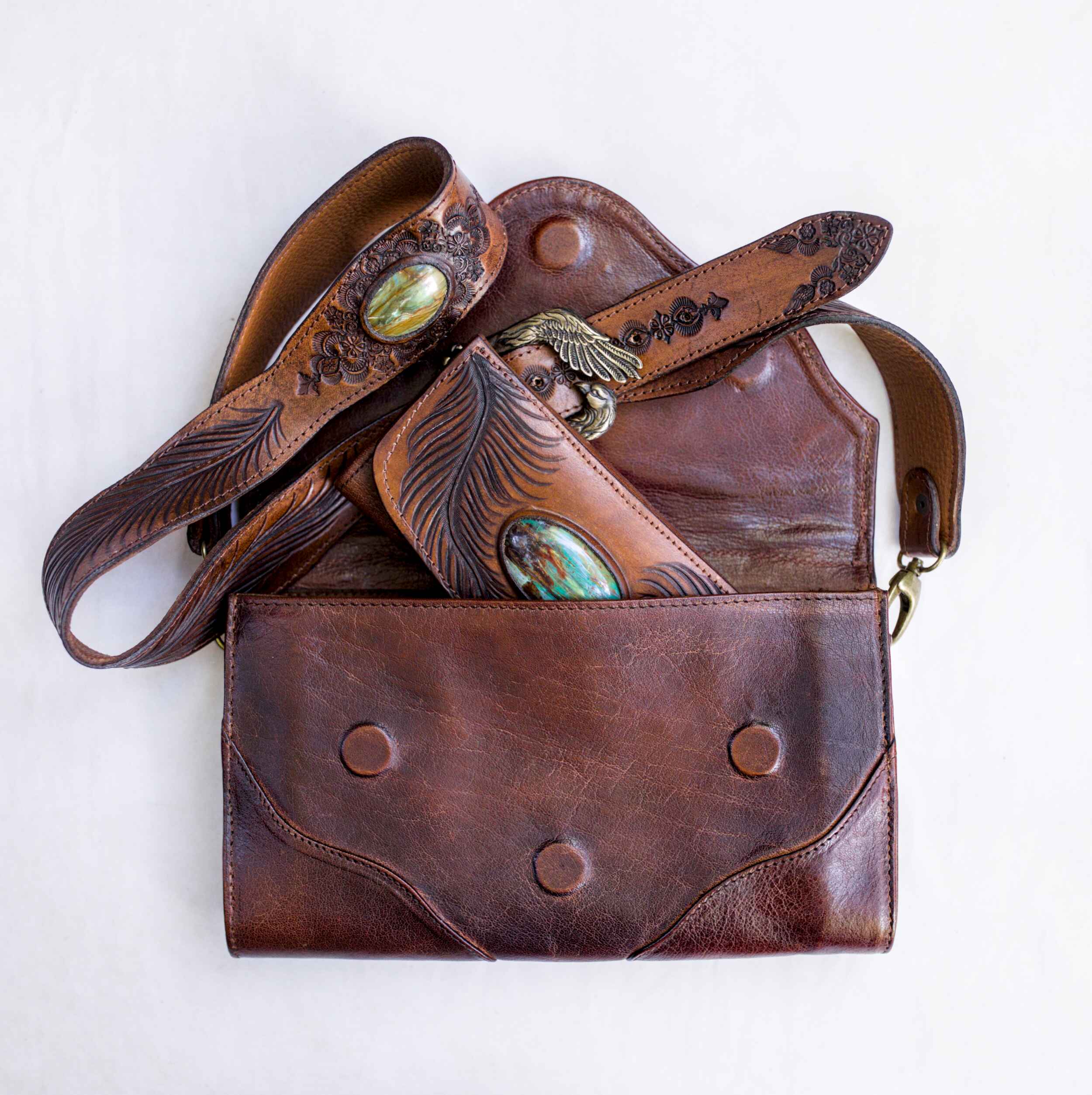 Eagle Feather Clutch with Dragon Stone