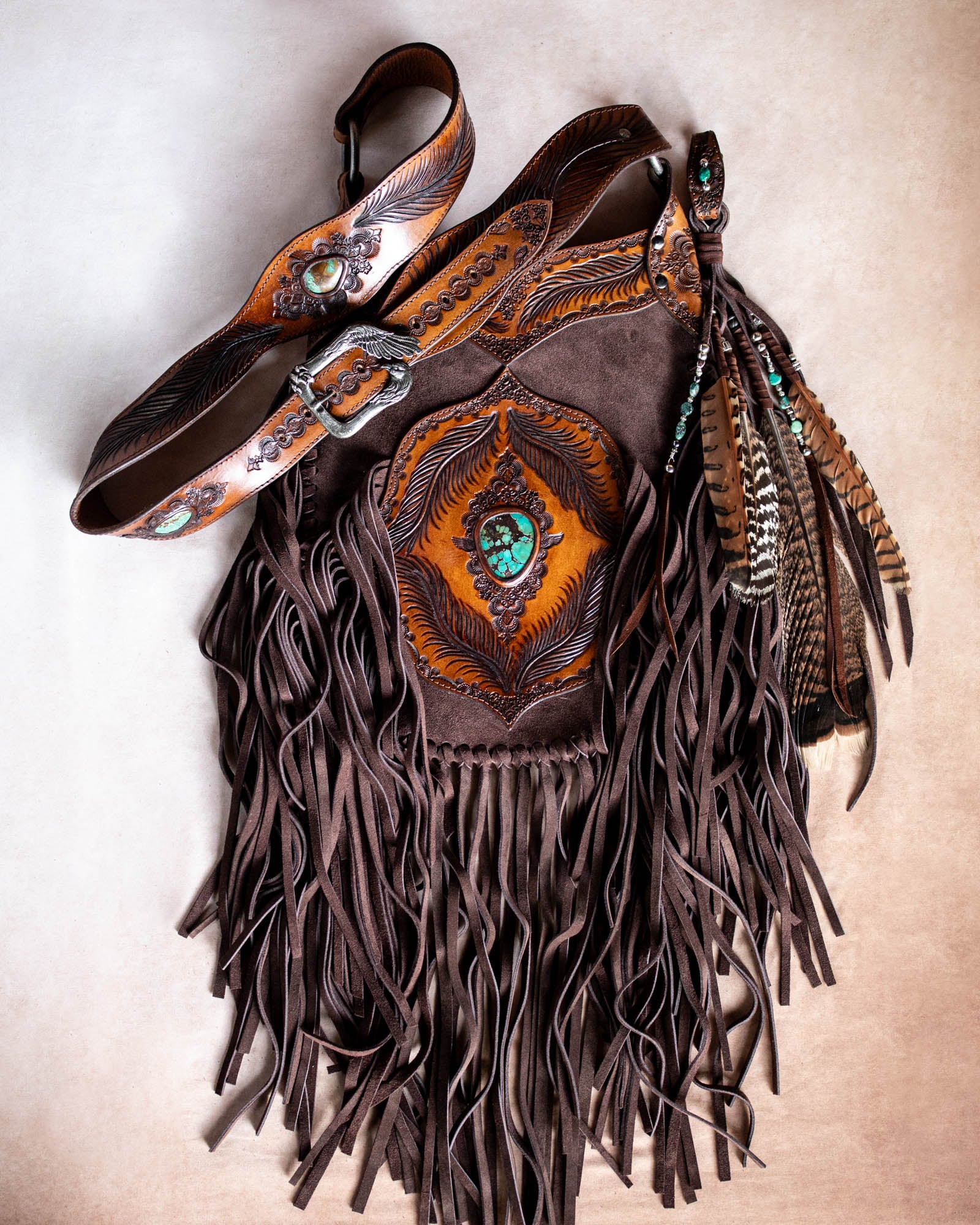 Apache Tasseled Bag with High Grade Turquoise