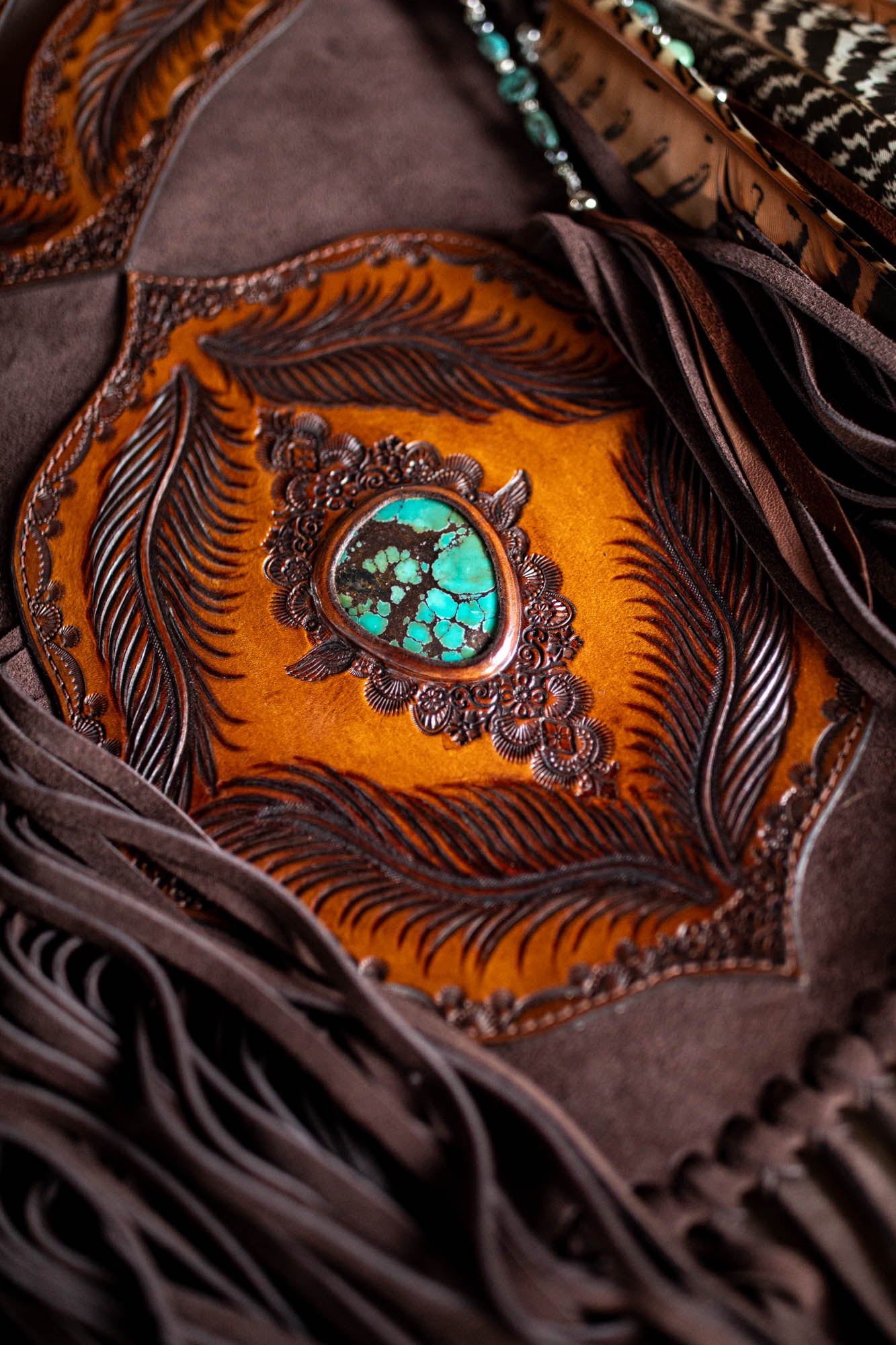 Apache Tasseled Bag with High Grade Turquoise