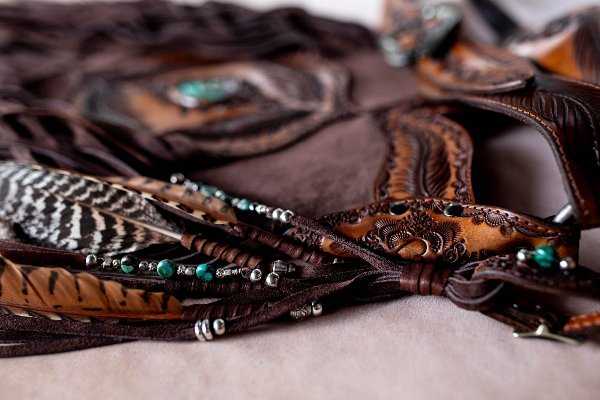 Apache Tasseled Bag with High Grade Turquoise