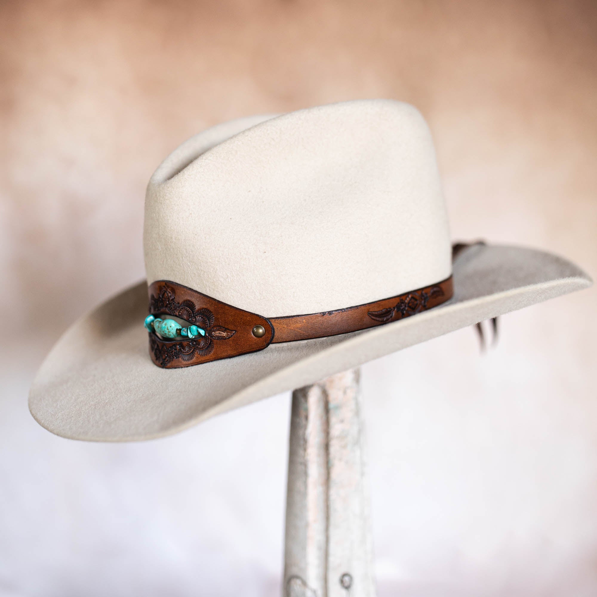 Beaded Crown Hat Band with Turquoise