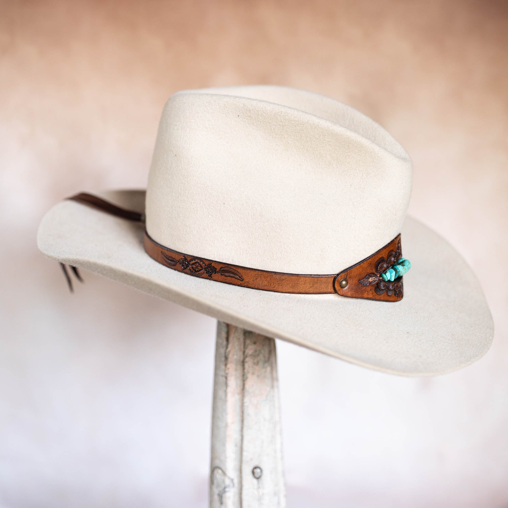 Beaded Crown Hat Band with Turquoise