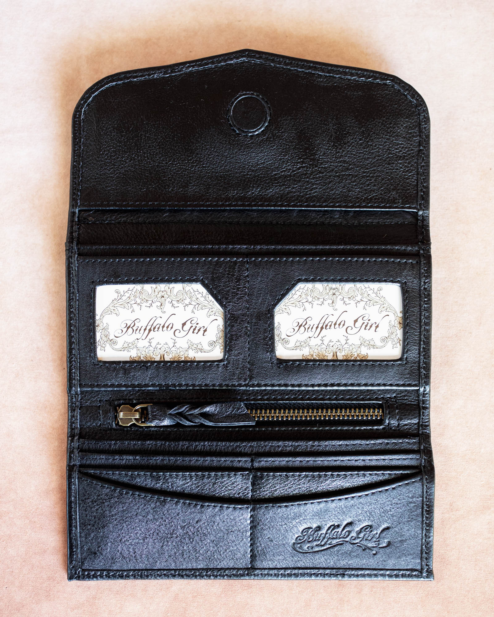 Black Bay Western Floral Wallet with Labradorite