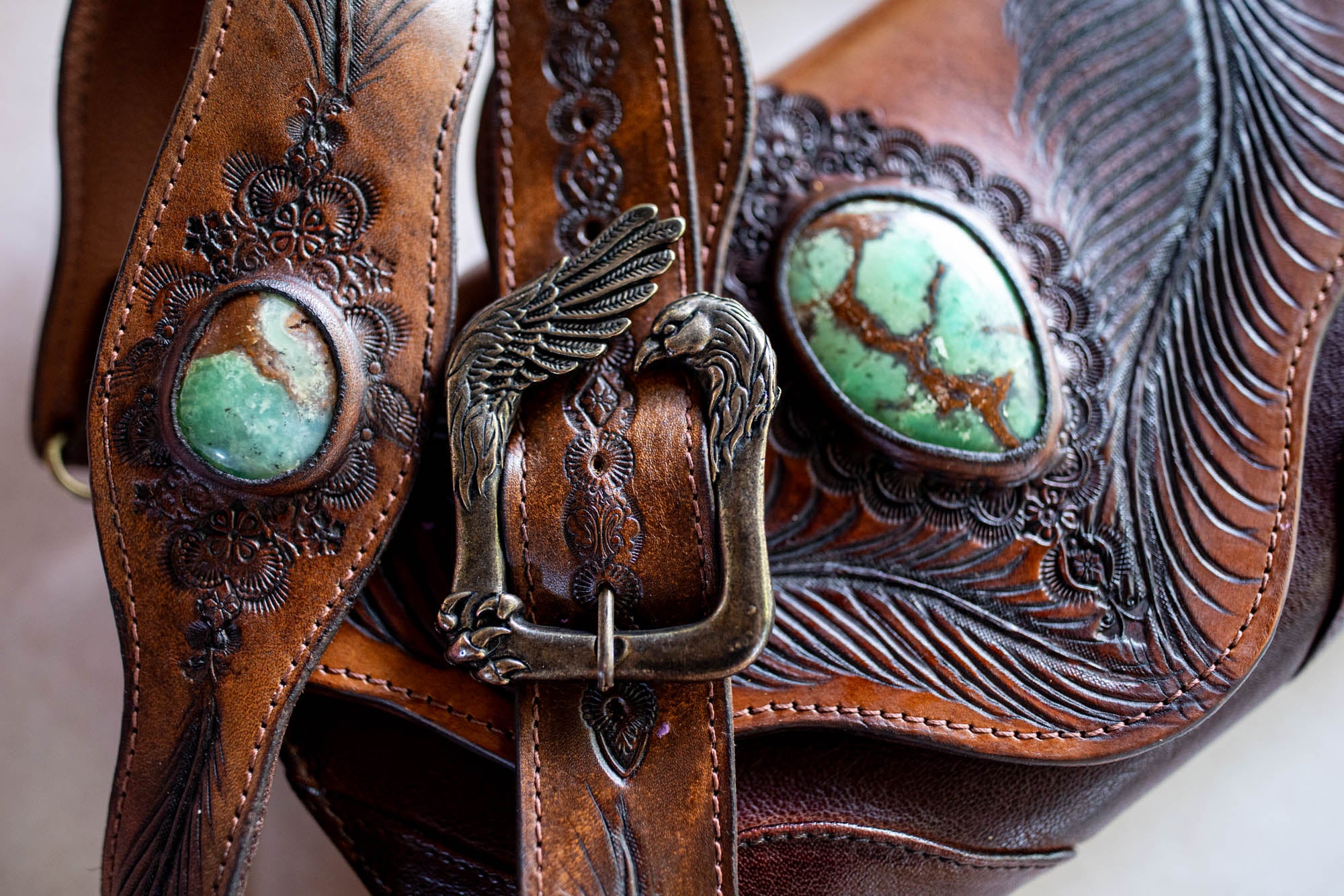 Eagle Feather Clutch with Chrysoprase