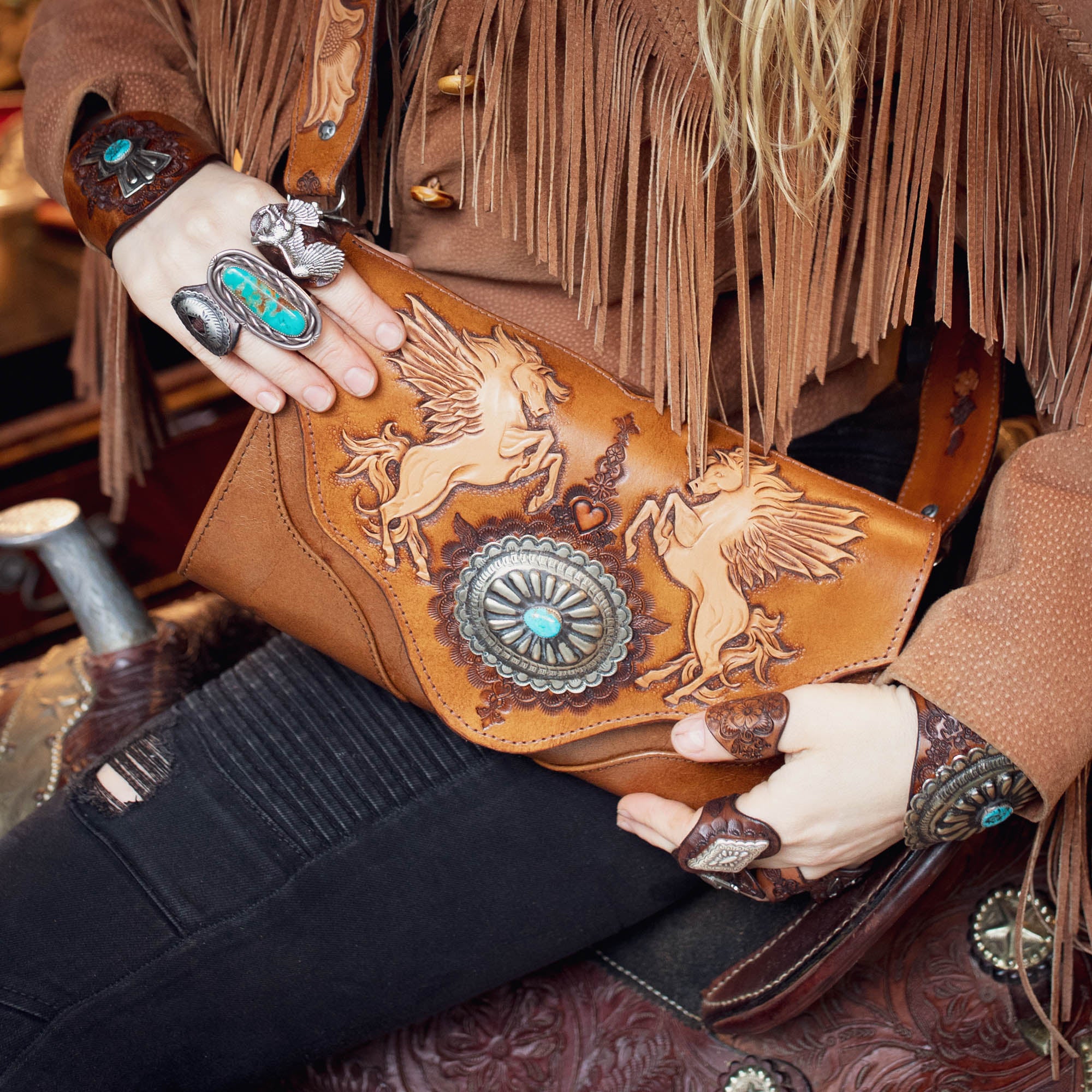 Pegasus Clutch with Navajo Concho