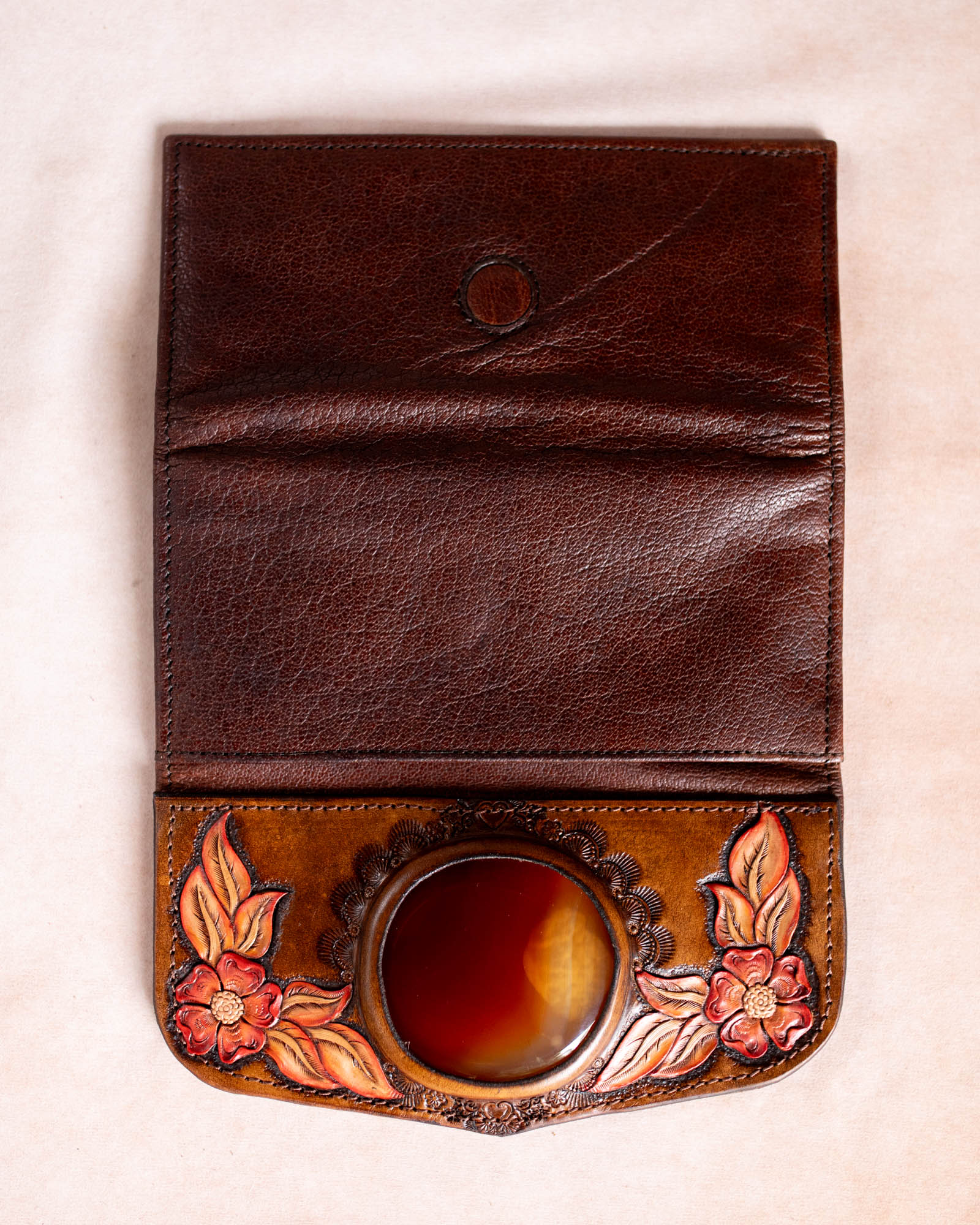 Hand Painted Flower Wallet with Carnelian
