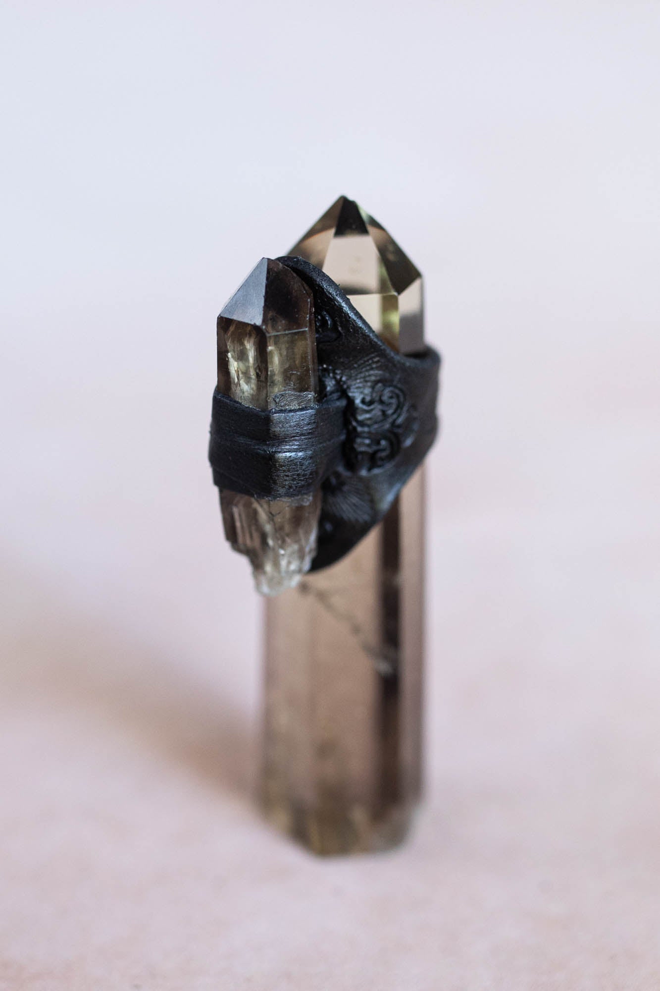 Black Magic Druid Ring with Smoky Quartz