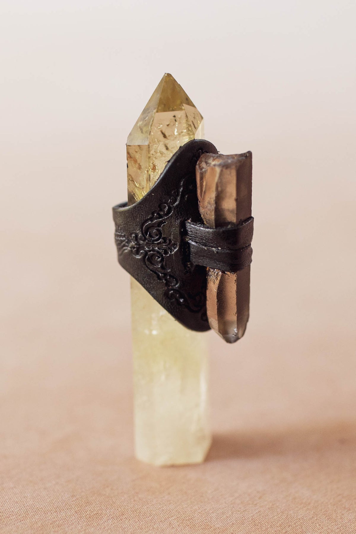 Black Magic Druid Ring with Smoky Quartz