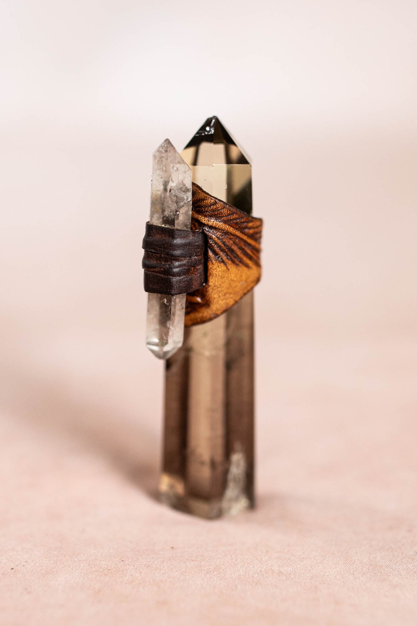 Feather Druid Ring with Smoky Quartz