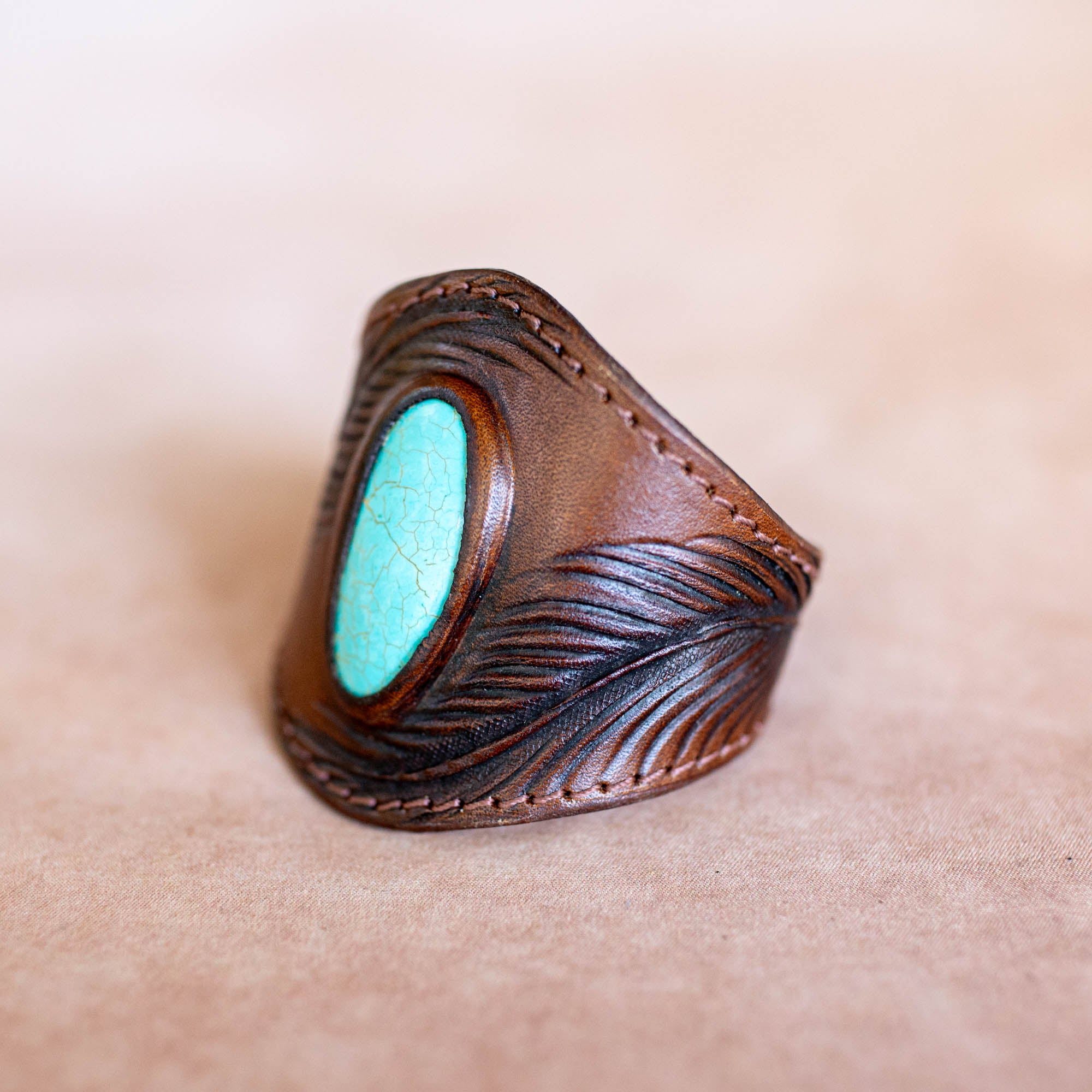 Eagle Feather Cuff with Turquoise