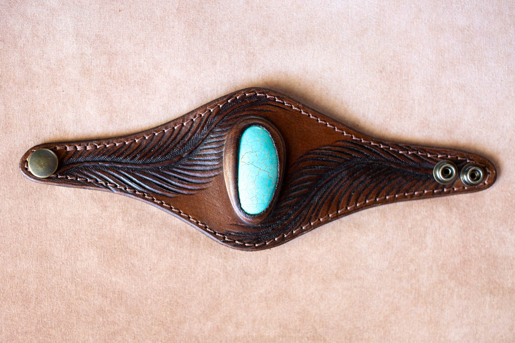 Eagle Feather Cuff with Turquoise