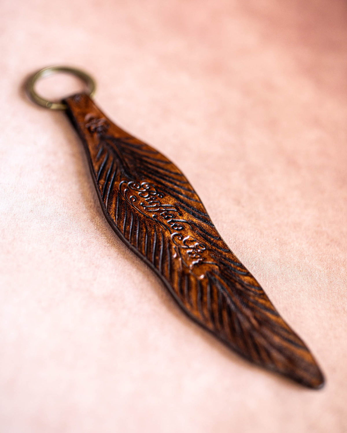 Feather Key Ring with Turquoise