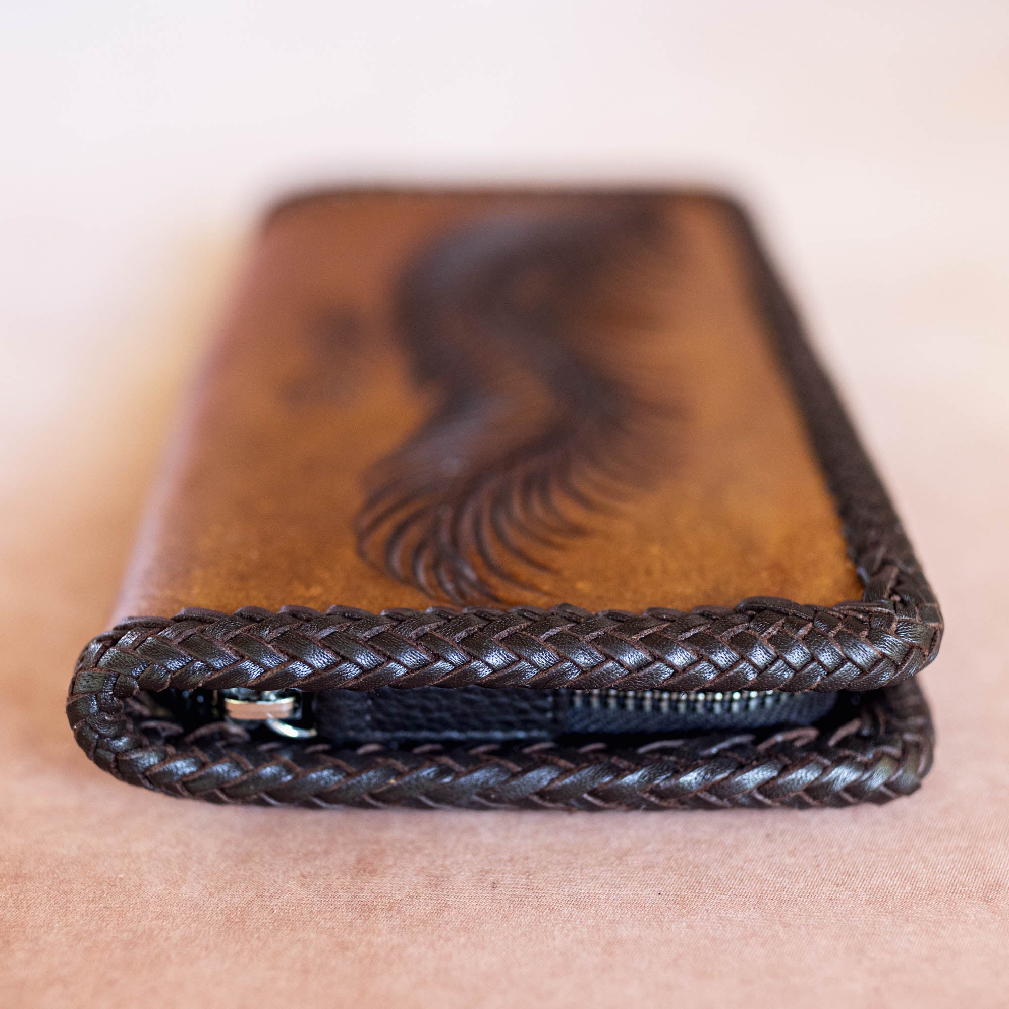 Large Eagle Feather Wallet with Dragon Stone