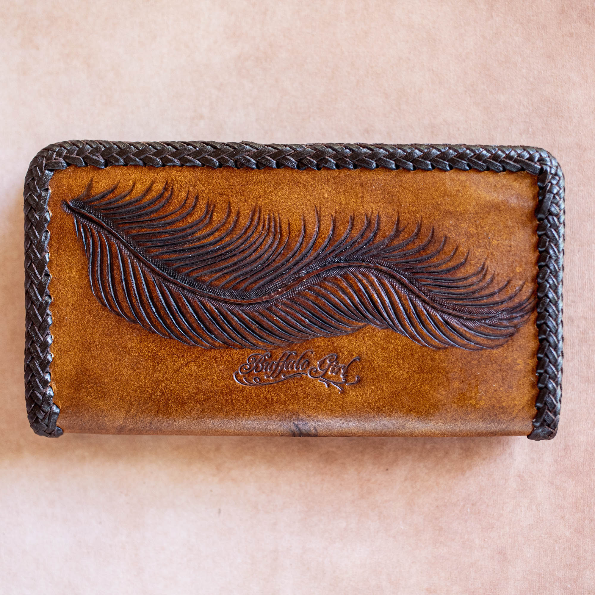 Large Eagle Feather Wallet with Dragon Stone