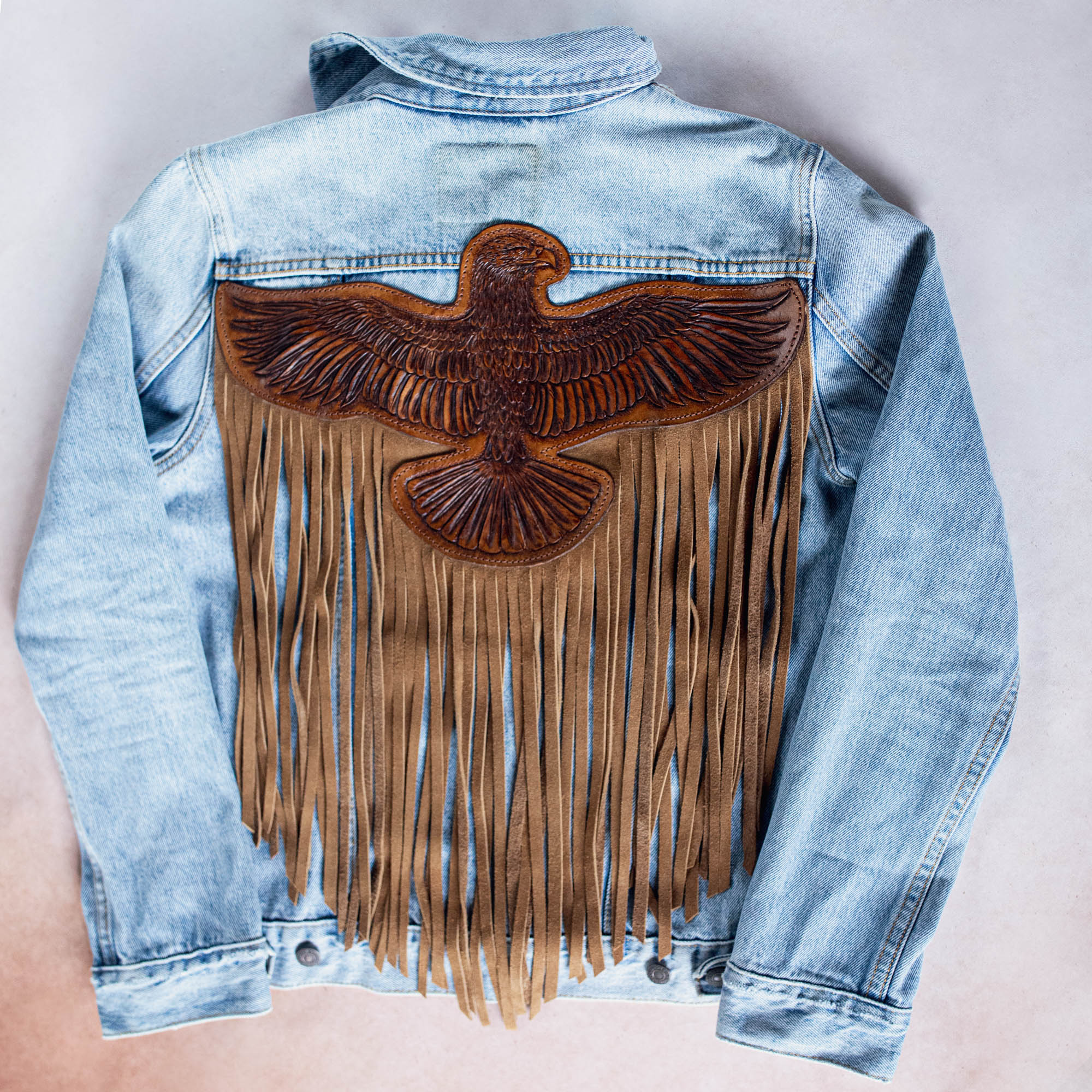 Blue Denim Easy Rider Tasseled Eagle Jacket