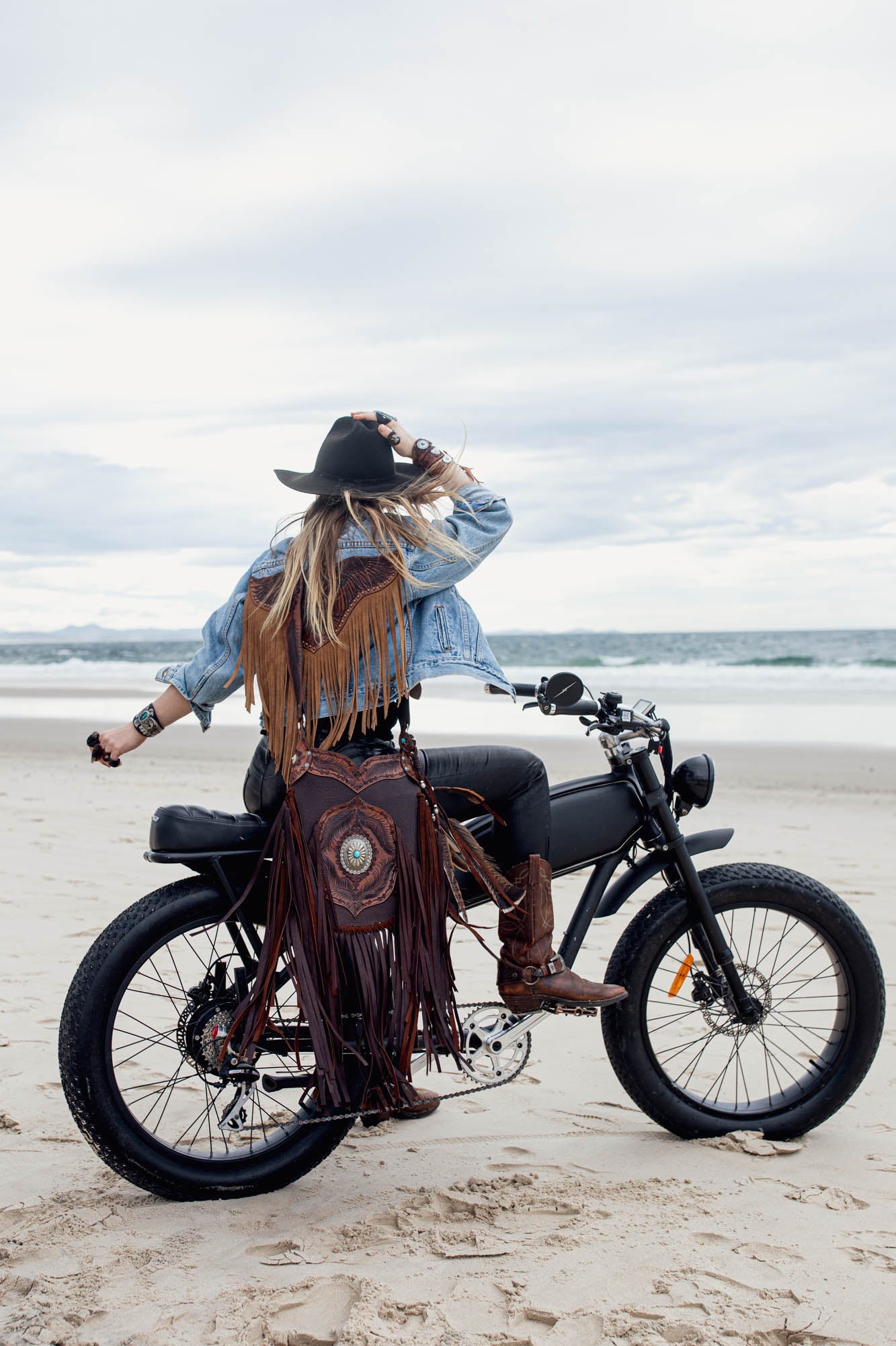 Blue Denim Easy Rider Tasseled Eagle Jacket