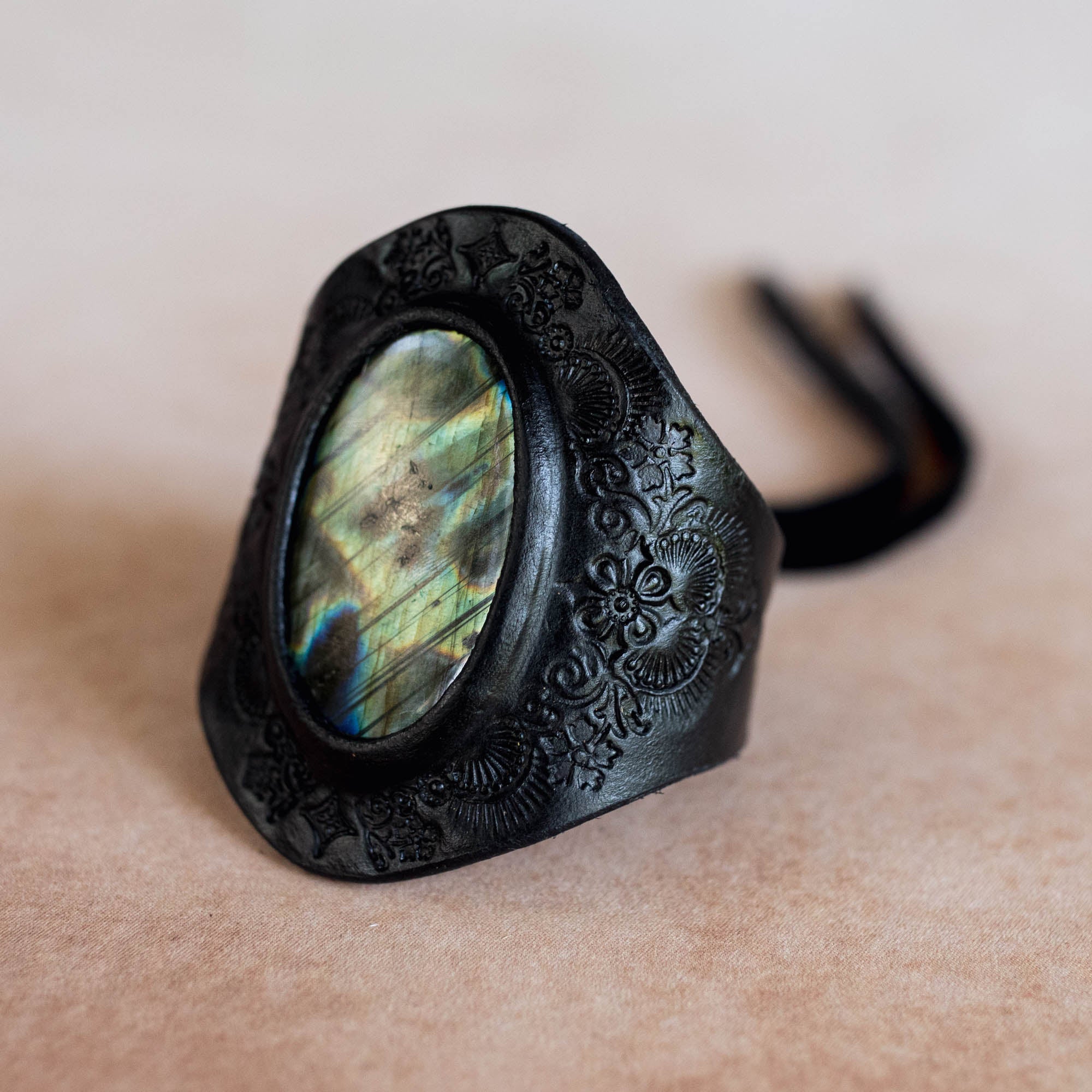 Black Magic Cuff with Labradorite