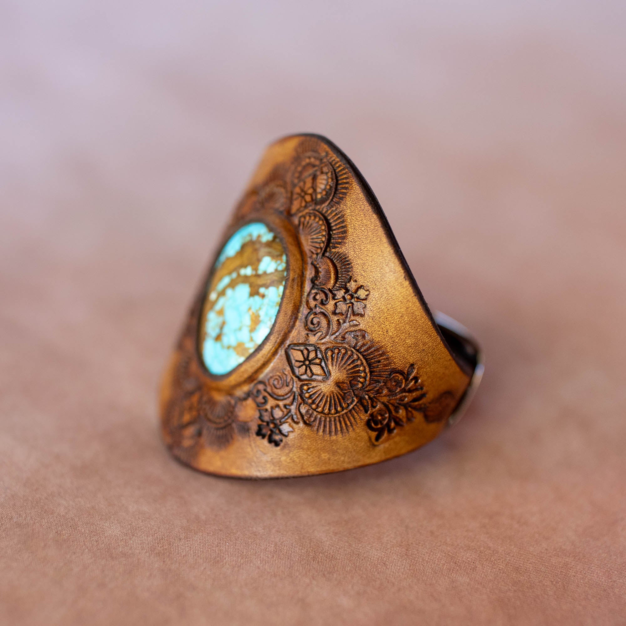 Mandala Cuff with Number 8 Turquoise
